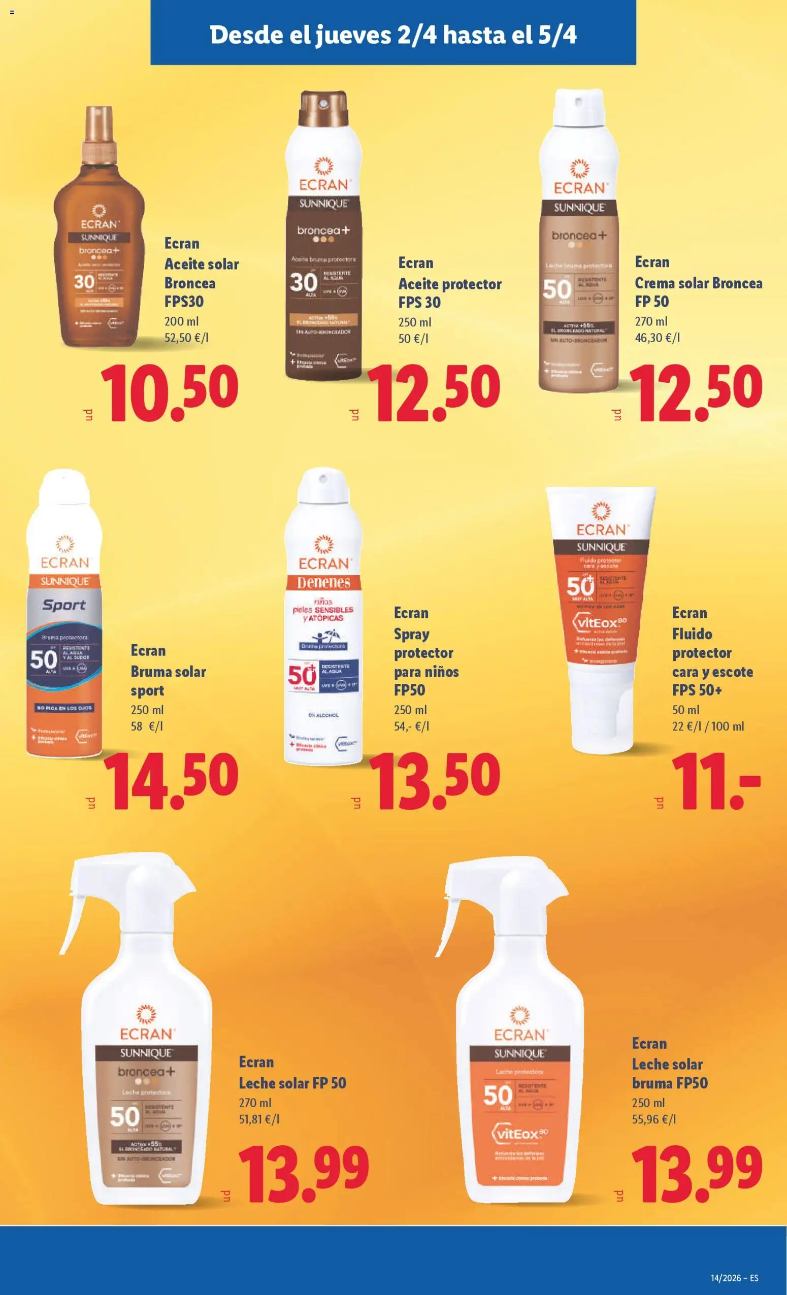 Lidl folleto │ válido desde el 30.03.2026 | Página: 35 | Productos: Bronceador, Leche, Aceite, Crema