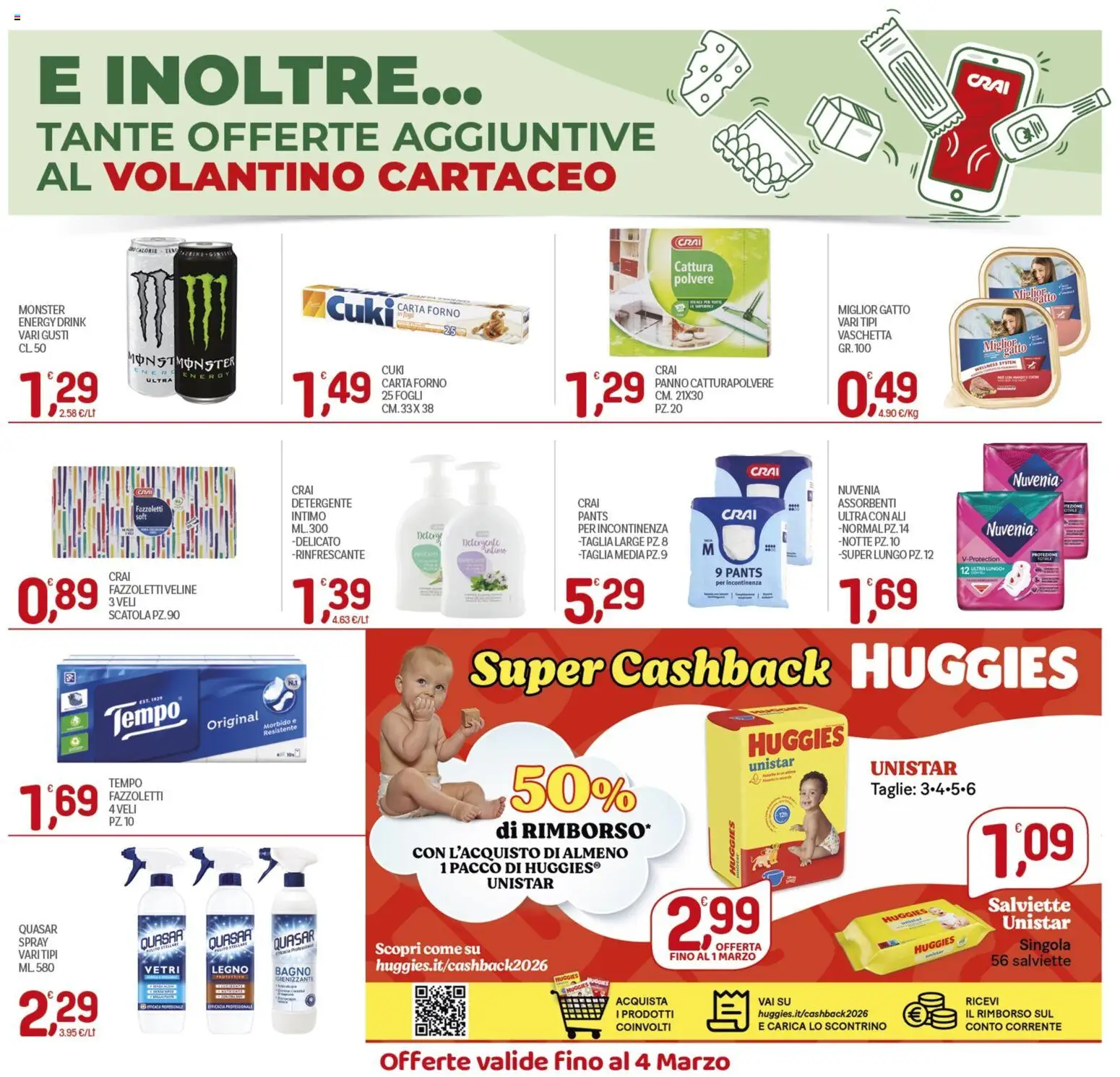 Volantino CRAI del 19.02.2026 | Pagina: 15 | Prodotti: Intimo, Forno, Carta forno, Scatola