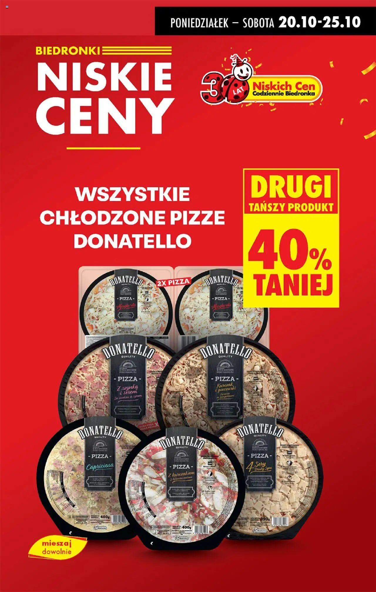 Biedronka gazetka od 20.10.2025 | Strona: 7 | Produkty: Pieczarki, Kurczak, Mozzarella, Pizza donatello