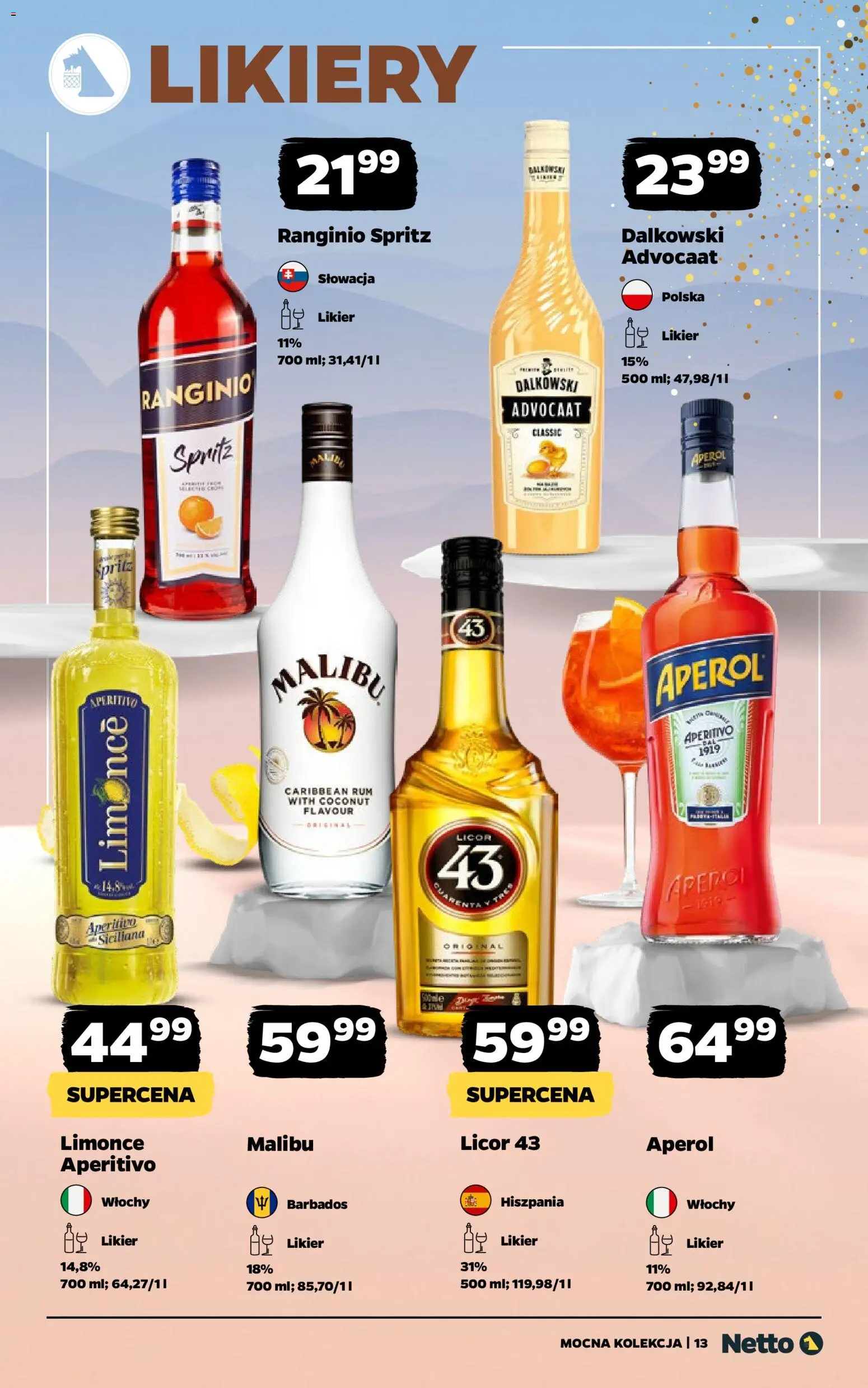 Netto gazetka - Mocna Kolekcja od 22.12.2025 | Strona: 13 | Produkty: Rum, Aperol