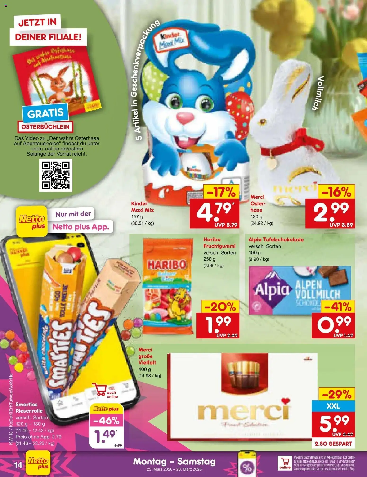 Netto Marken-Discount Prospekt Metten	 – gültig ab 23.03.2026 | Seite: 16 | Produkte: Merci, Haribo, Smarties, Video