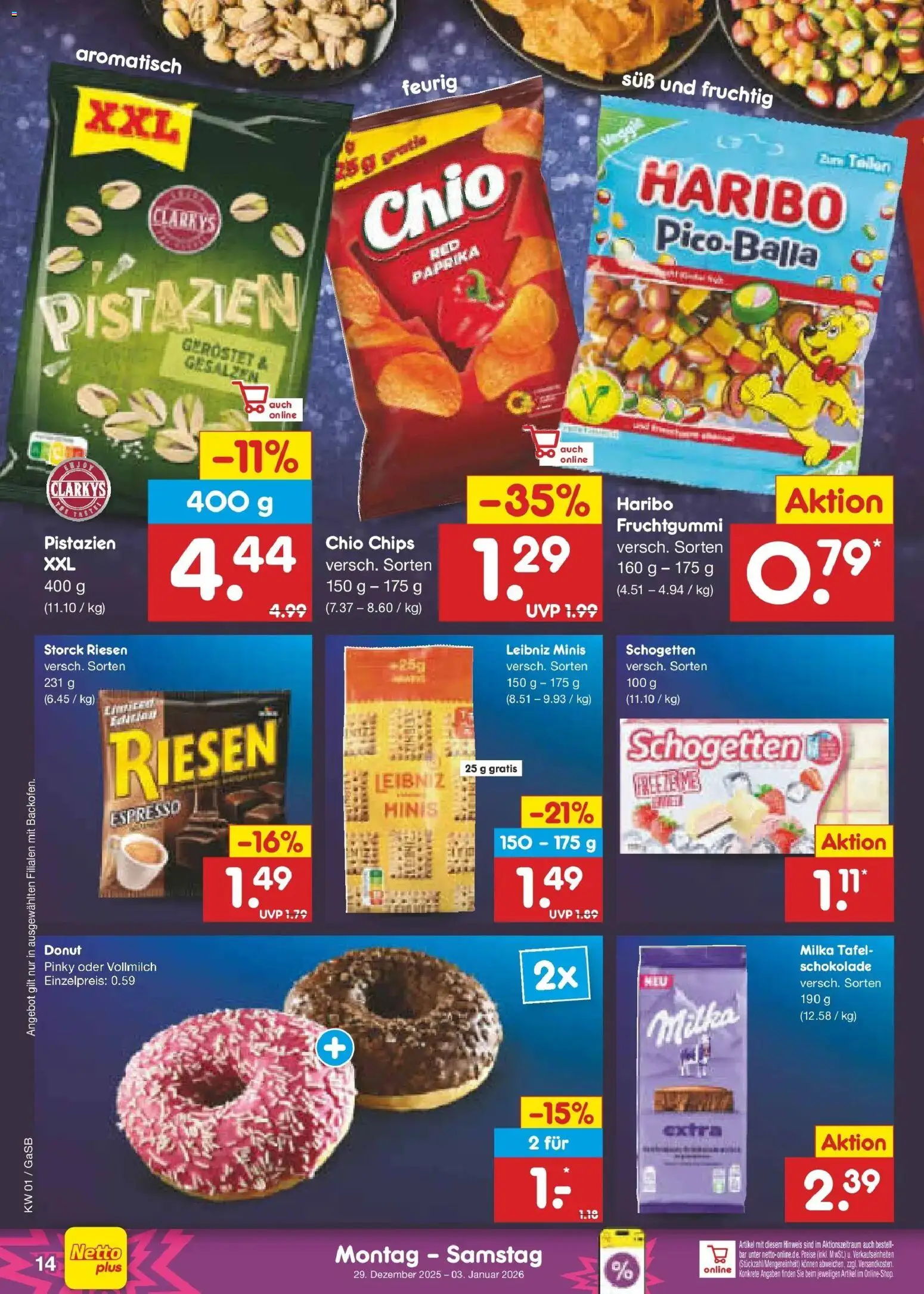 Netto Marken-Discount prospekt Bremen-Lesum	 – gültig ab 28.12.2025 | Seite: 14 | Produkte: Haribo, Schokolade, Pistazien, Schogetten