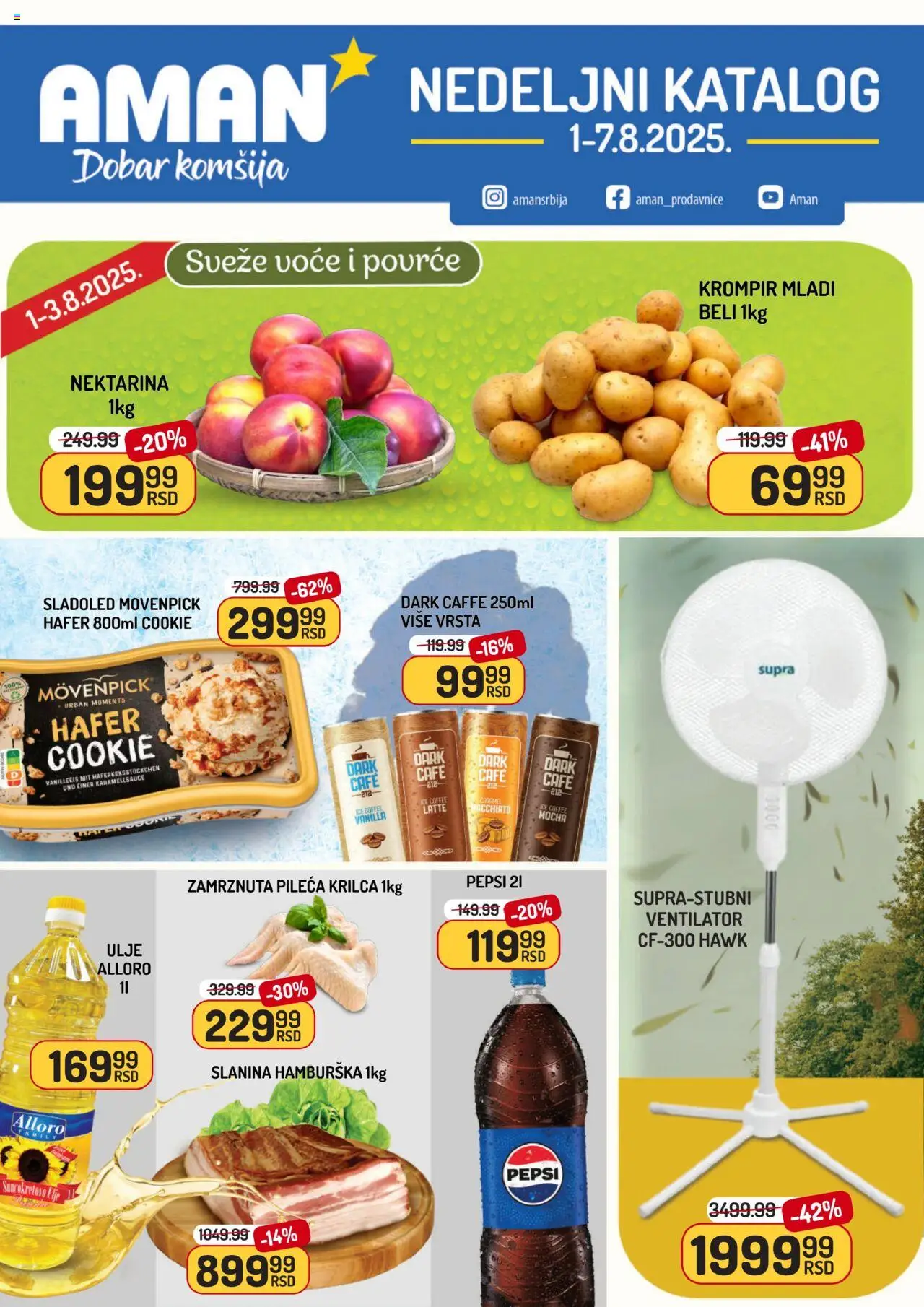 Aman katalog - važi od 01.08.2025 | Strana: 1 | Proizvode: Ventilator, Krompir, Ulje, Slanina