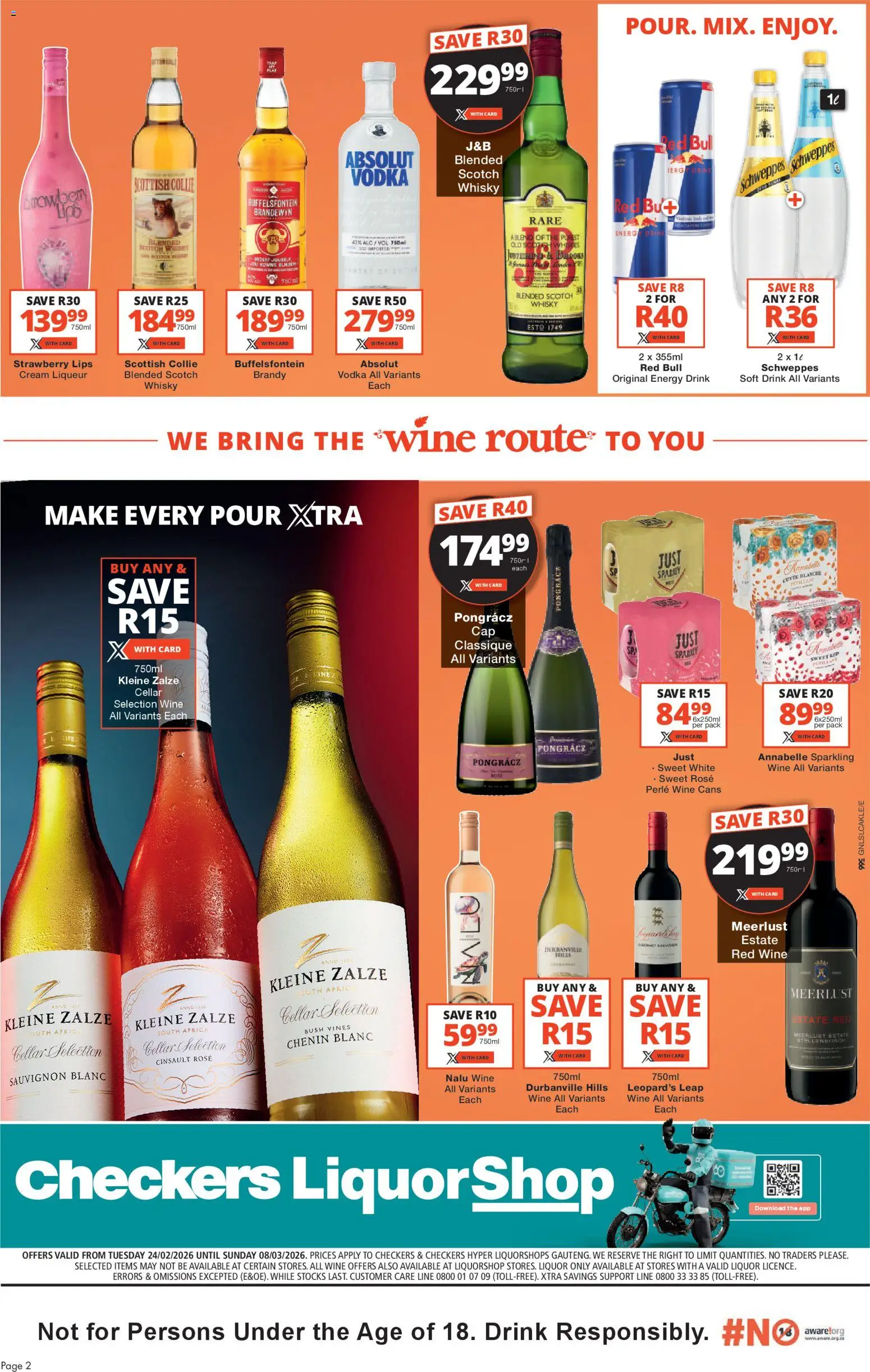 New Checkers catalogue – valid from 24.02.2026 | Page: 2 | Products: Brandy, Wine, Cream, Vodka