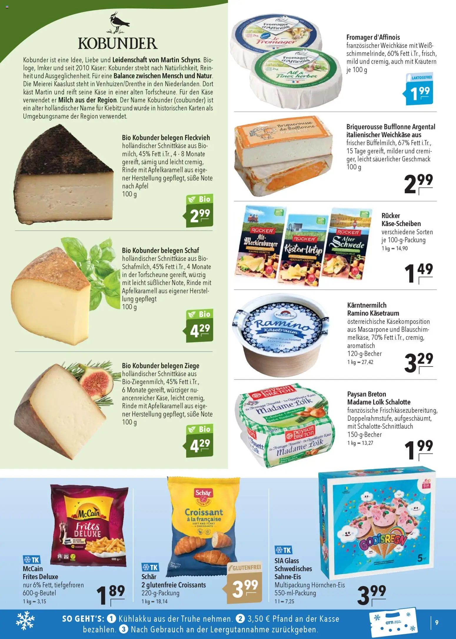 CITTI Markt Prospekt 	 – gültig ab 22.04.2026 | Seite: 9 | Produkte: Truhe, Käse, Mascarpone, Croissant