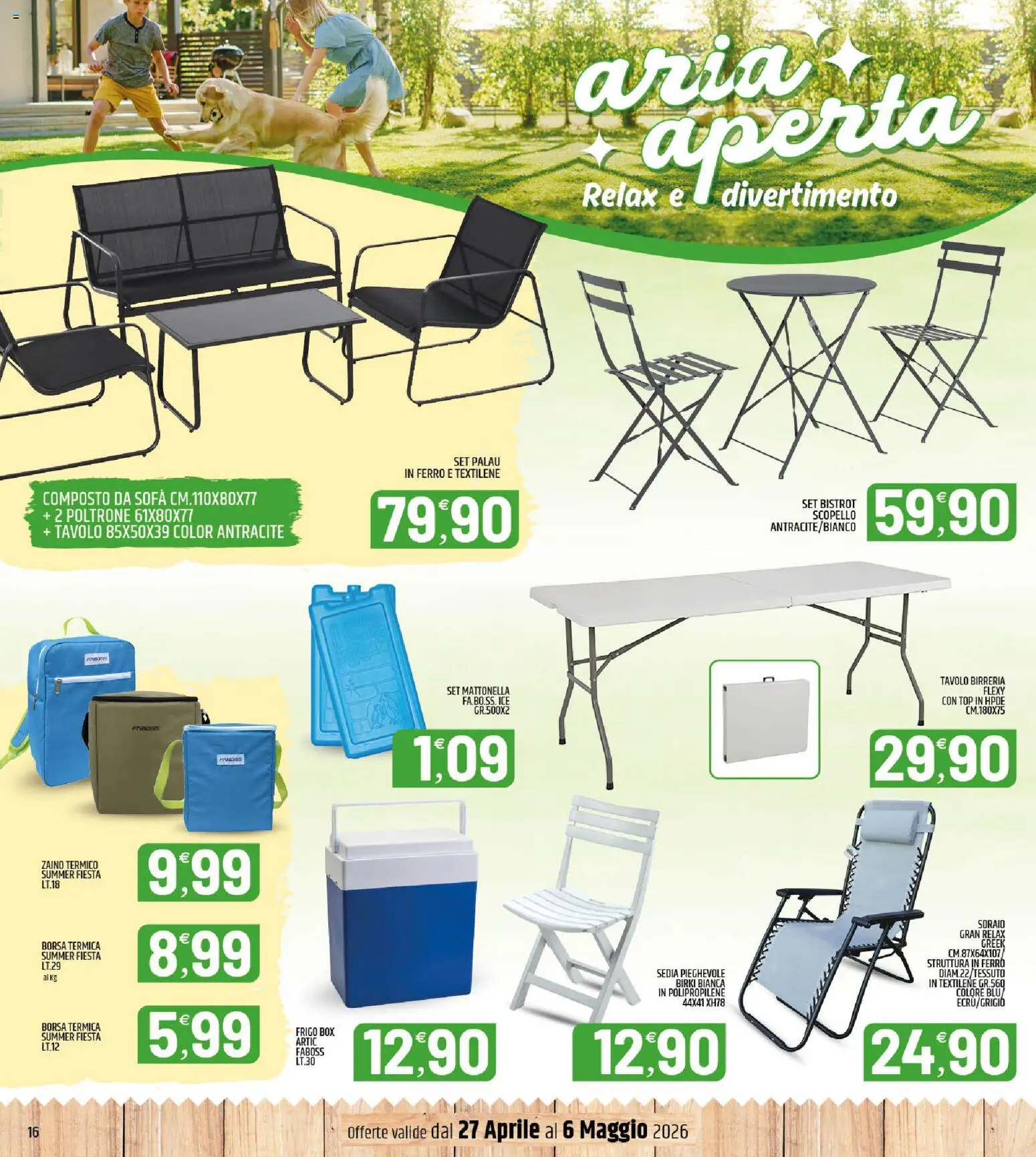 Volantino ARD Discount del 27.04.2026 | Pagina: 16 | Prodotti: Zaino, Borsa, Tavolo, Sedia