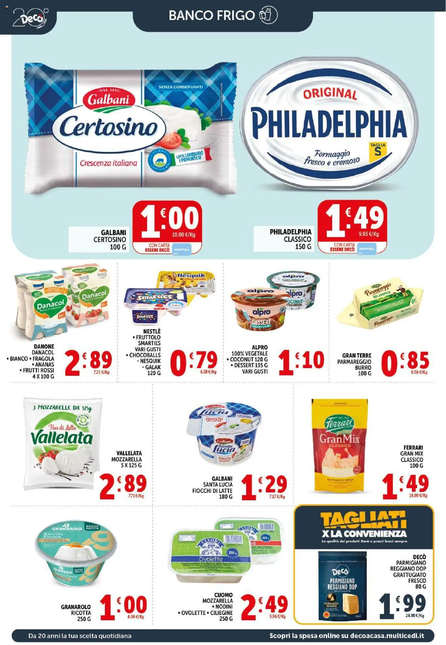 Volantino Decò del 17.03.2026 | Pagina: 8 | Prodotti: Mozzarella, Ricotta, Crescenza, Parmigiano