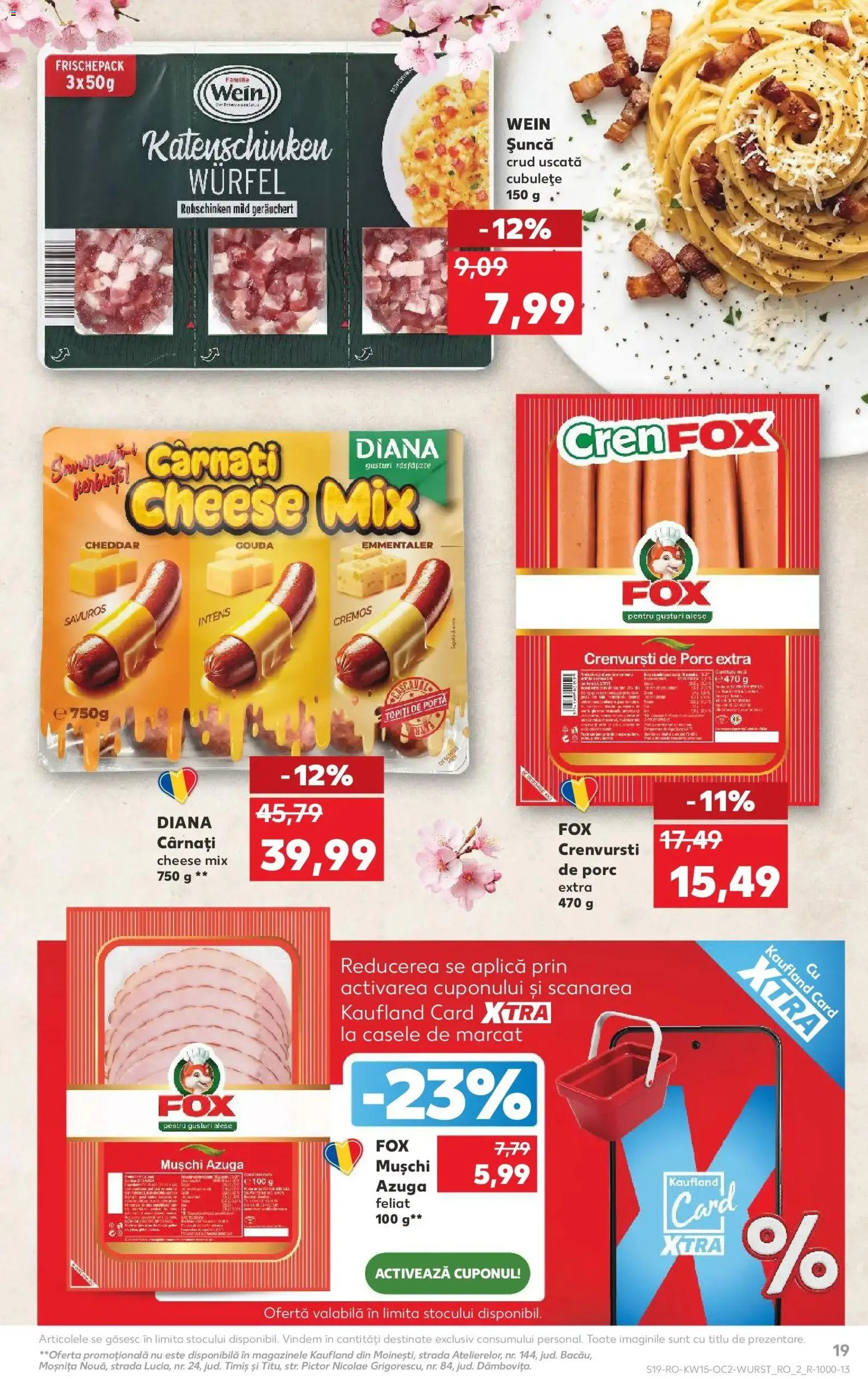 Noul catalog Kaufland – valabil de la 08.04.2026 | Pagină: 19 | Produse: Crenvurști, Șuncă, Gouda, Cârnați