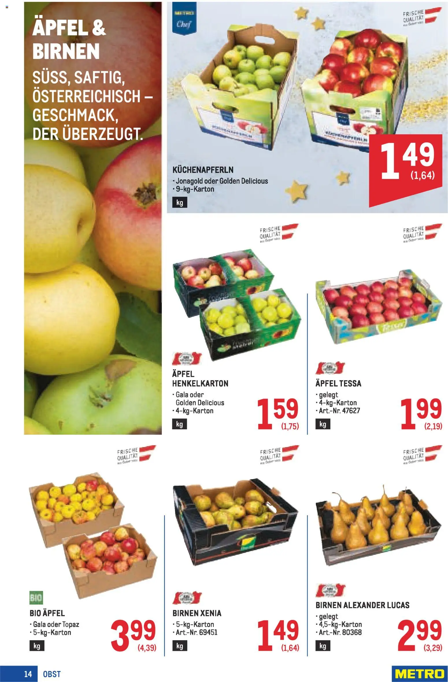 Metro angebote Profi gültig ab 13.11.2025 | Seite: 14 | Produkte: Obst, Eier, Äpfel