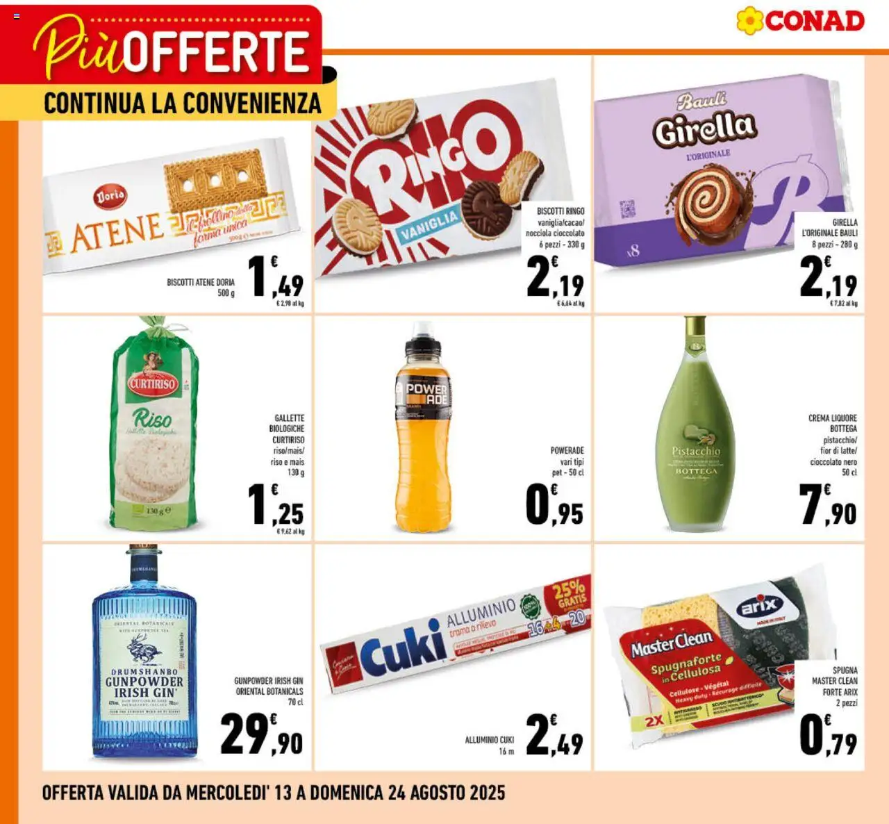 Volantino Conad del 13.08.2025 | Pagina: 2 | Prodotti: Spugna, Gin, Mais, Alluminio
