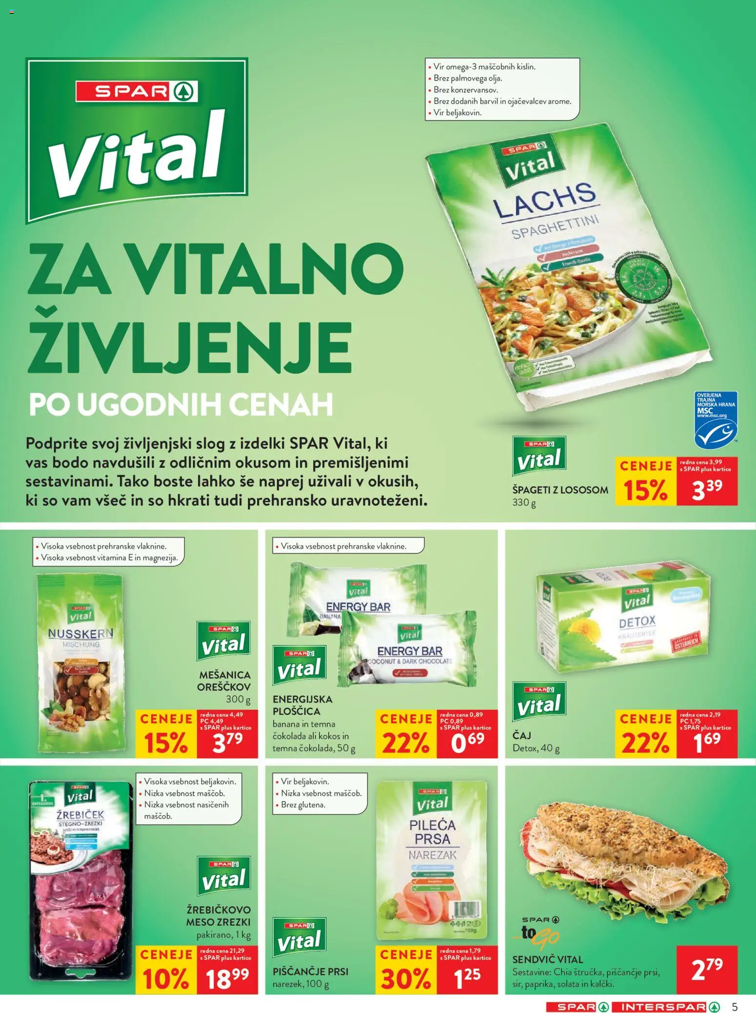 Novi Spar katalog ponudbe – veljaven od 07.01.2026 | Stran: 5 | Izdelki: Zrezki, Cokolada, Spageti, Solata