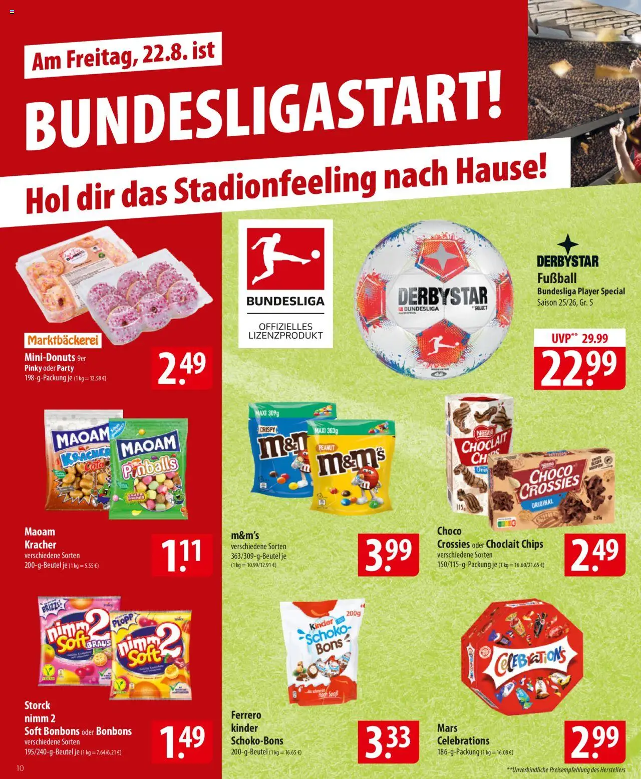 Famila Prospekt 	 - gültig ab dem 18.08.2025 | Seite: 10 | Produkte: M&M's, Fußball, Chips, Player
