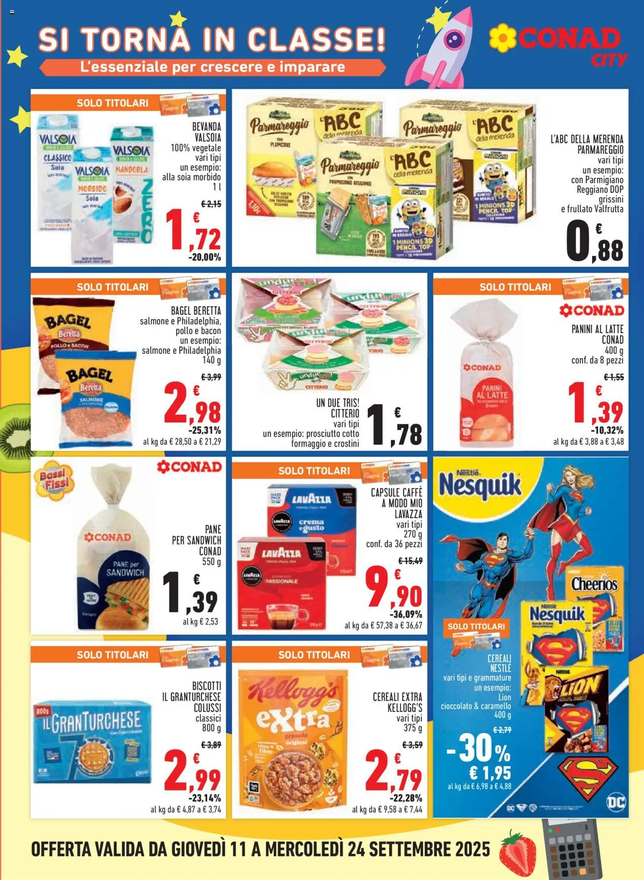 Volantino Conad del 11.09.2025 | Pagina: 16 | Prodotti: Prosciutto Cotto, Formaggio, Crostini, Lavazza