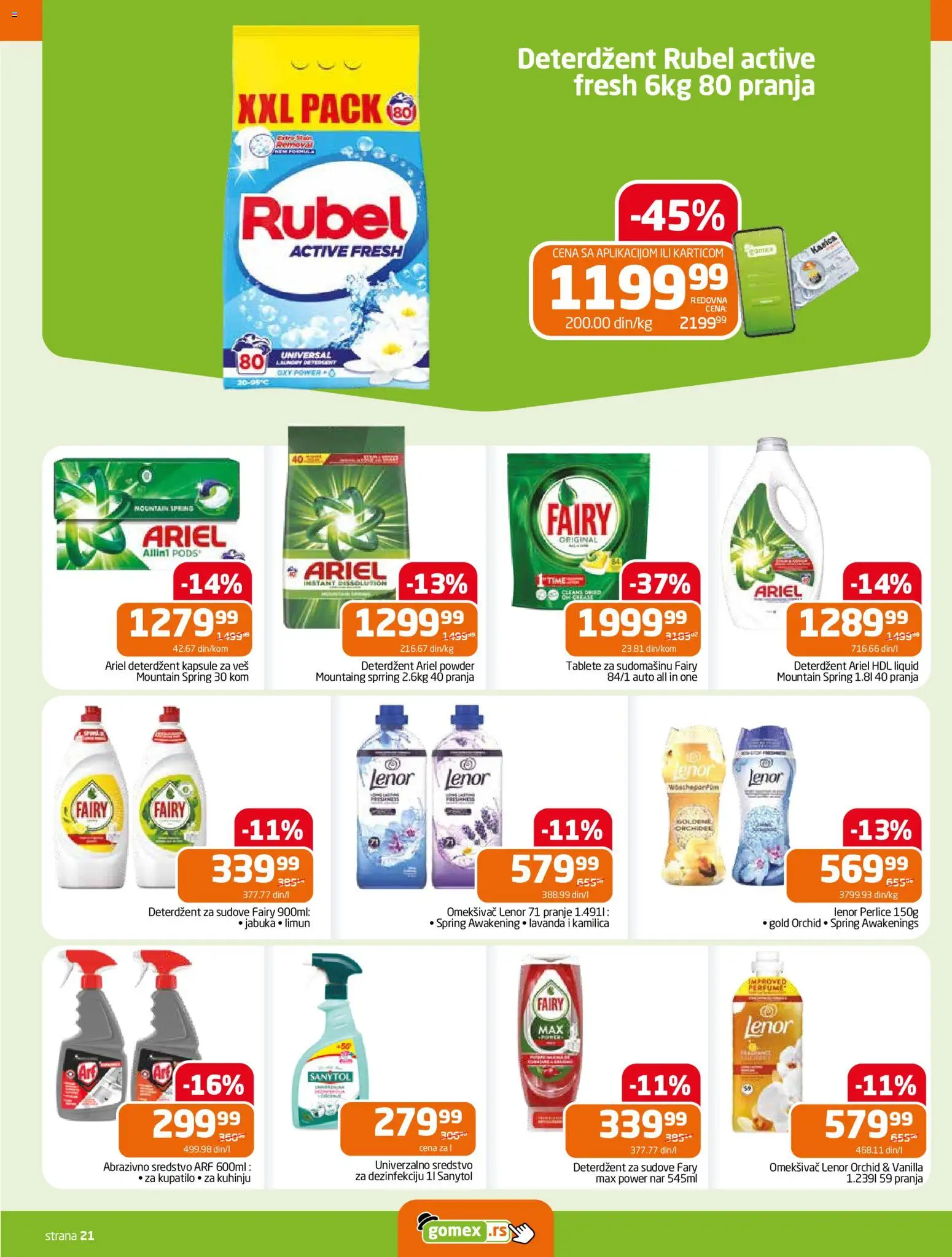 Gomex katalog - važi od 22.10.2025 | Strana: 21 | Proizvode: Deterdžent za sudove, Lenor, Kupatilo, Sanytol