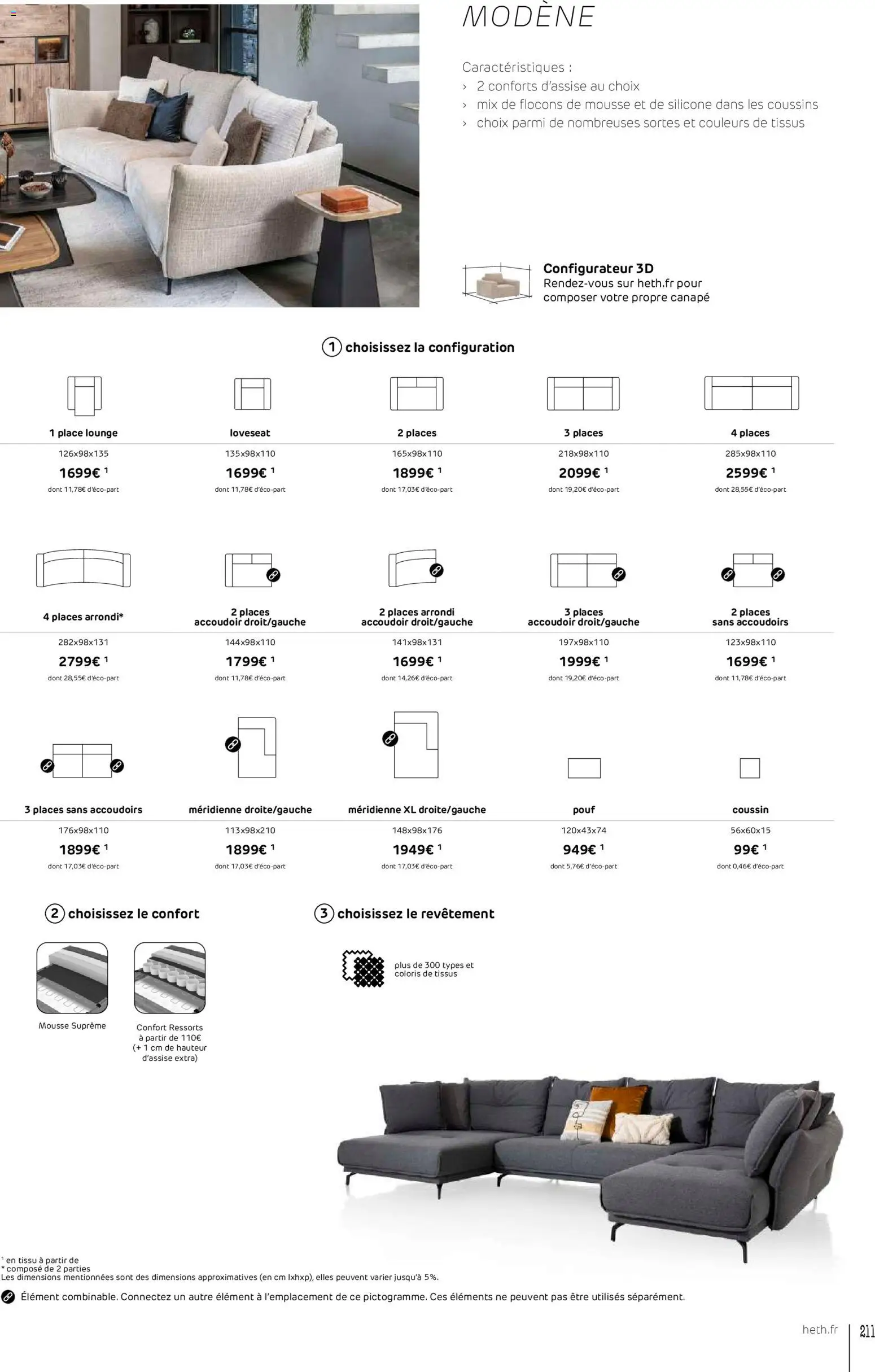 {H1} | Page: 211 | Produits: Flocons, Mousse, Canapé