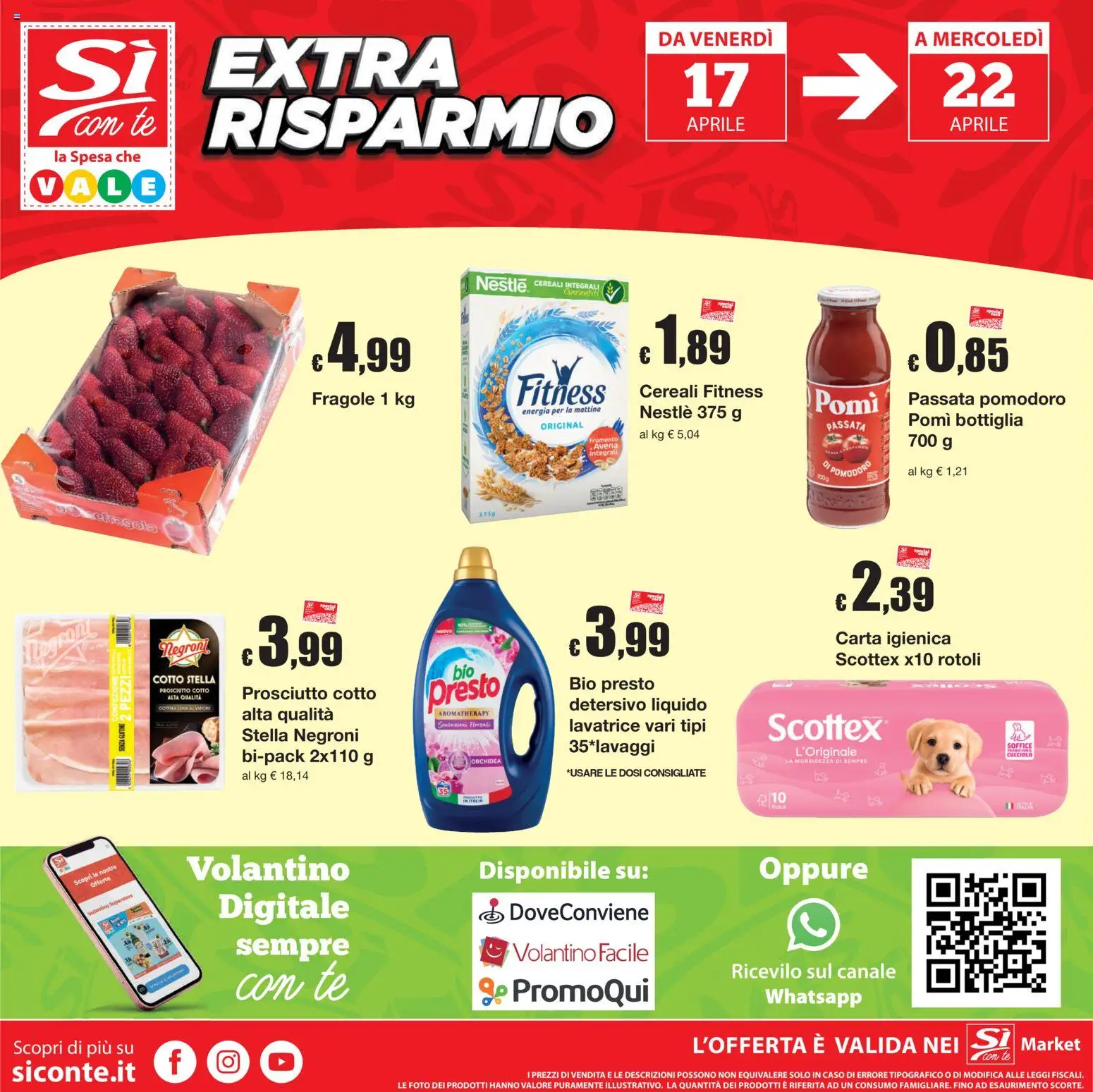 Volantino Sì con Te del 07.04.2026 | Pagina: 16 | Prodotti: Prosciutto Cotto, Carta igienica, Fragole, Pomodoro