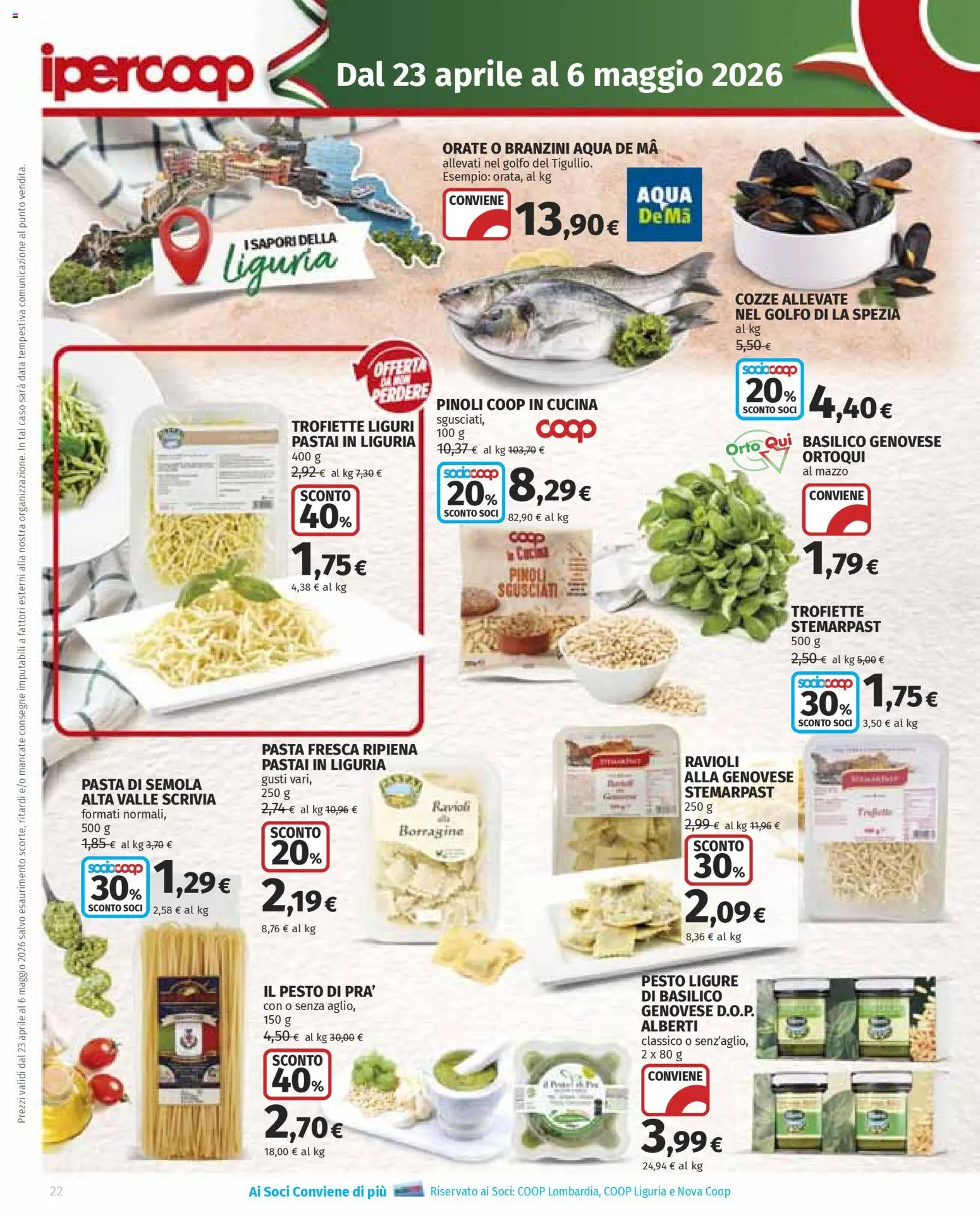Volantino Ipercoop del 23.04.2026 | Pagina: 22 | Prodotti: Cozze, Pasta, Pesto, Ravioli