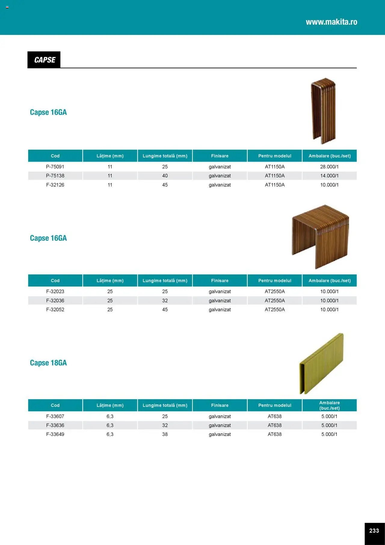 Noul catalog Makita – valabil de la 01.04.2025 | Pagină: 233
