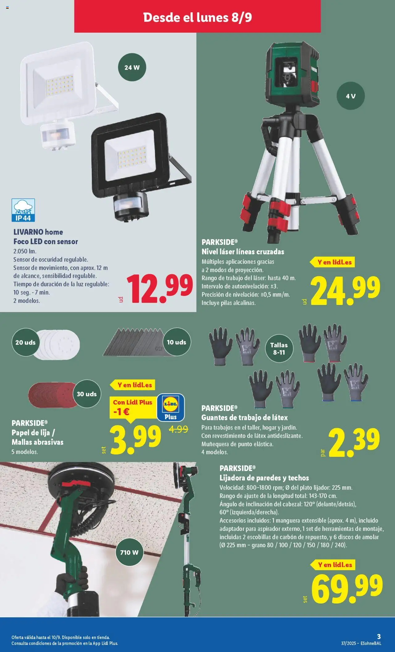 Lidl folleto │ válido desde el 08.09.2025 | Página: 43 | Productos: Manguera, Guantes, Adaptador, Aspirador