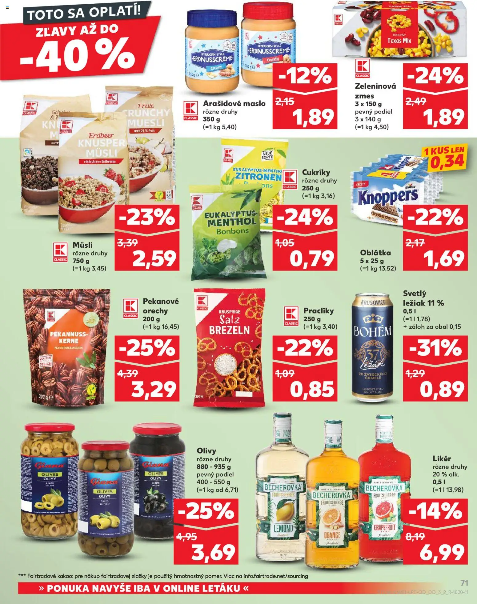 Nové Kaufland akcie – leták je platný od 02.01.2026 | Strana: 71 | Produkty: Becherovka, Krušovice, Grapefruit, Kakao