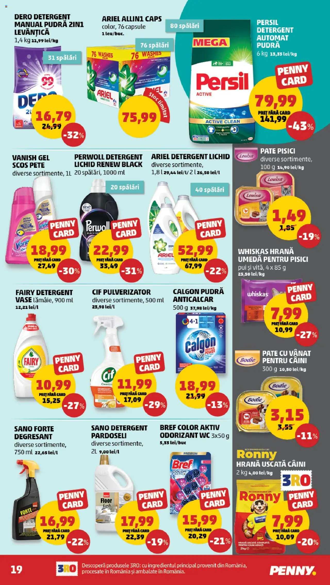 Catalog PENNY – valabil de la 20.08.2025 | Pagină: 19 | Produse: Hacıyatmaz Kedi Oyuncağı, Pudră, Çelik Mama ve Su Kabı, Lămâie