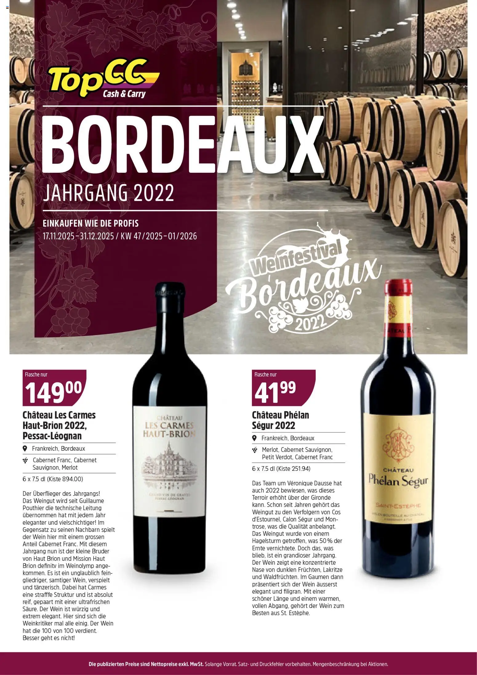 TopCC Aktionen Bordeaux – gültig ab 17.11.2025 | Seite: 1 | Produkte: Merlot, Wein