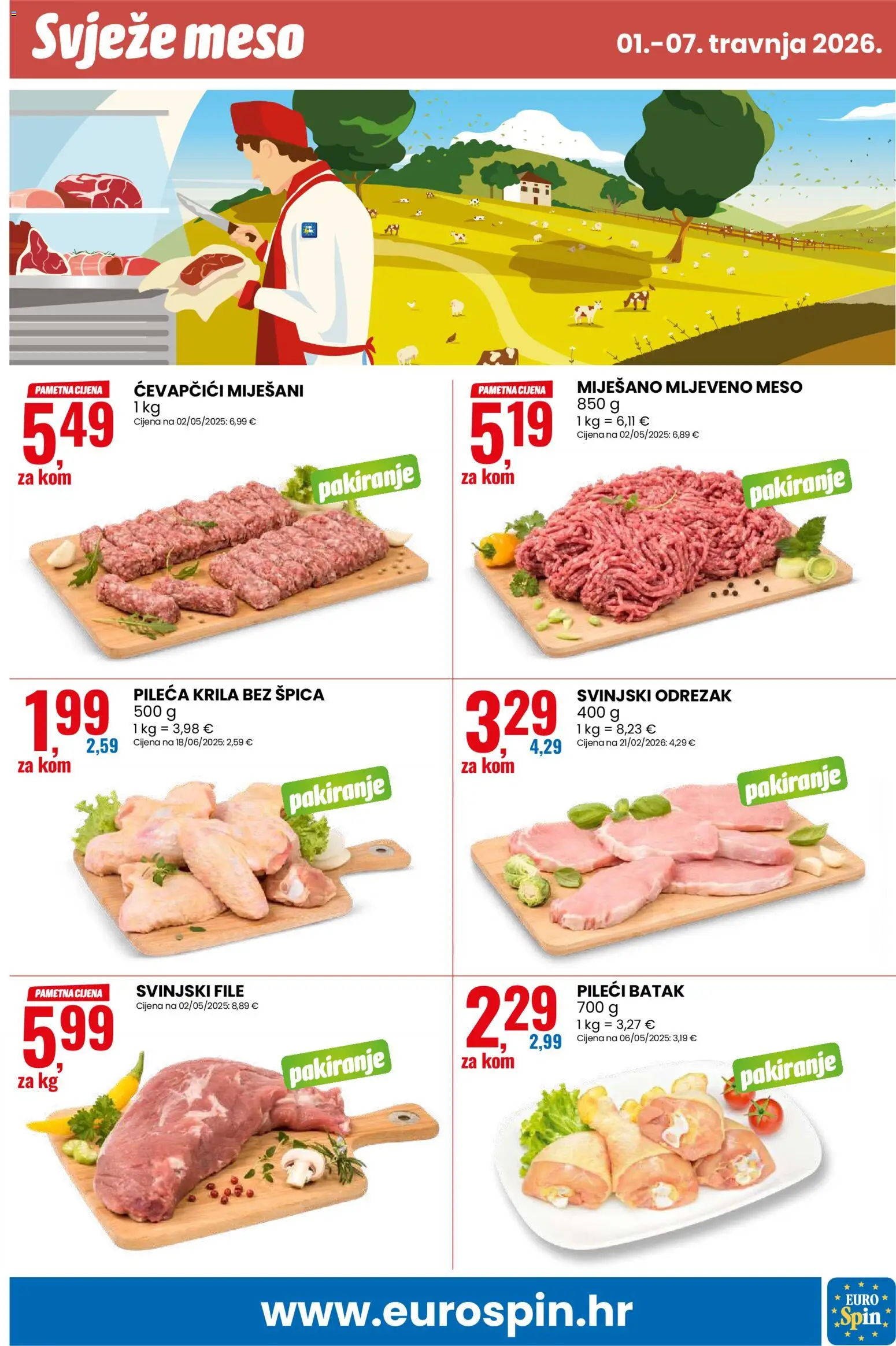 Eurospin katalog | vrijedi od 01.04.2026 | Stranica: 11 | Proizvodi: Pileća krila, Meso, Mljeveno meso, Svinjski file