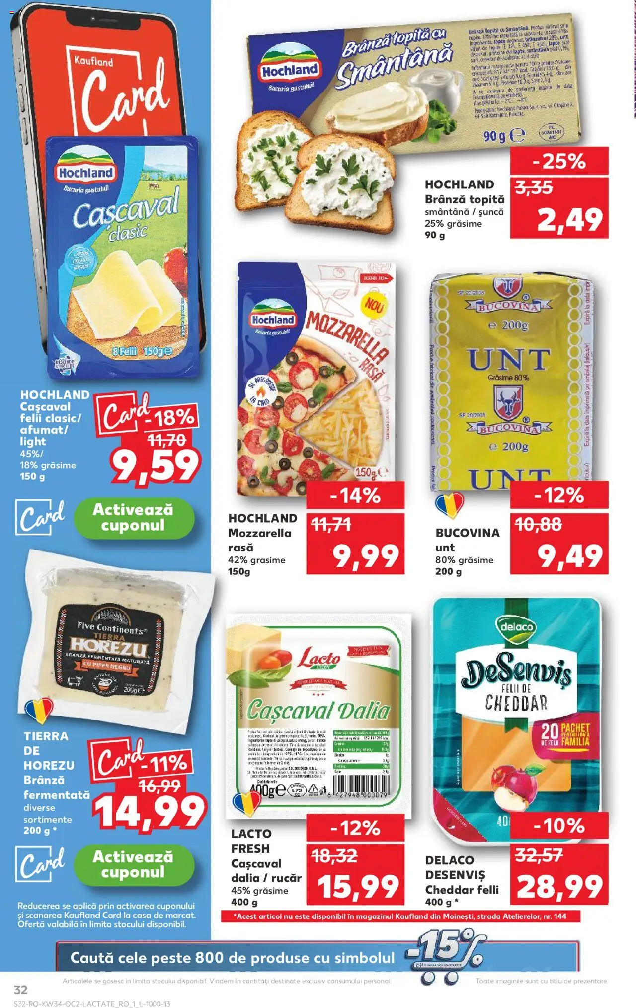 Kaufland RO akciós ujság - amely érvényes a következő dátumtól: 20.08.2025 | Oldal: 32 | Termékek: Mozzarella, Cheddar