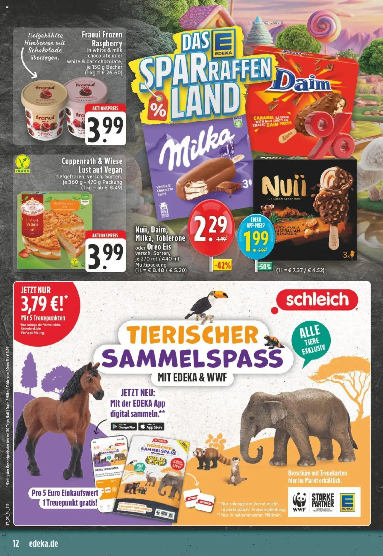 Edeka prospekt Xanten	 – gültig ab 07.09.2025 | Seite: 12 | Produkte: Himbeeren, Schokolade, Milka, Eis