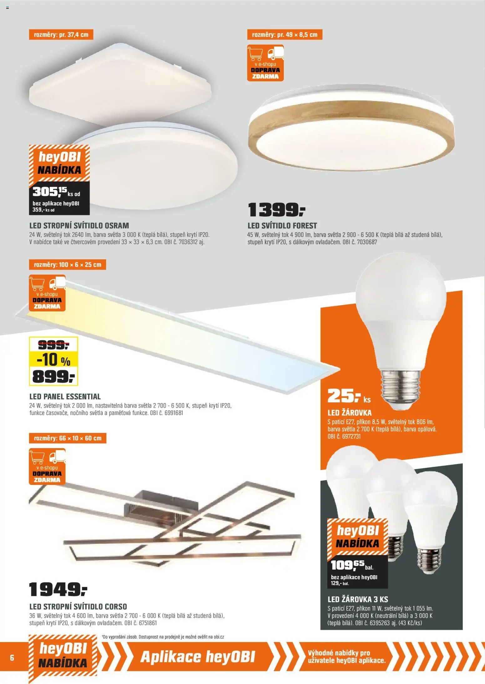 OBI leták - Bobří síla v akci od 02.01.2026 | Strana: 6 | Produkty: LED stropní svítidlo, LED