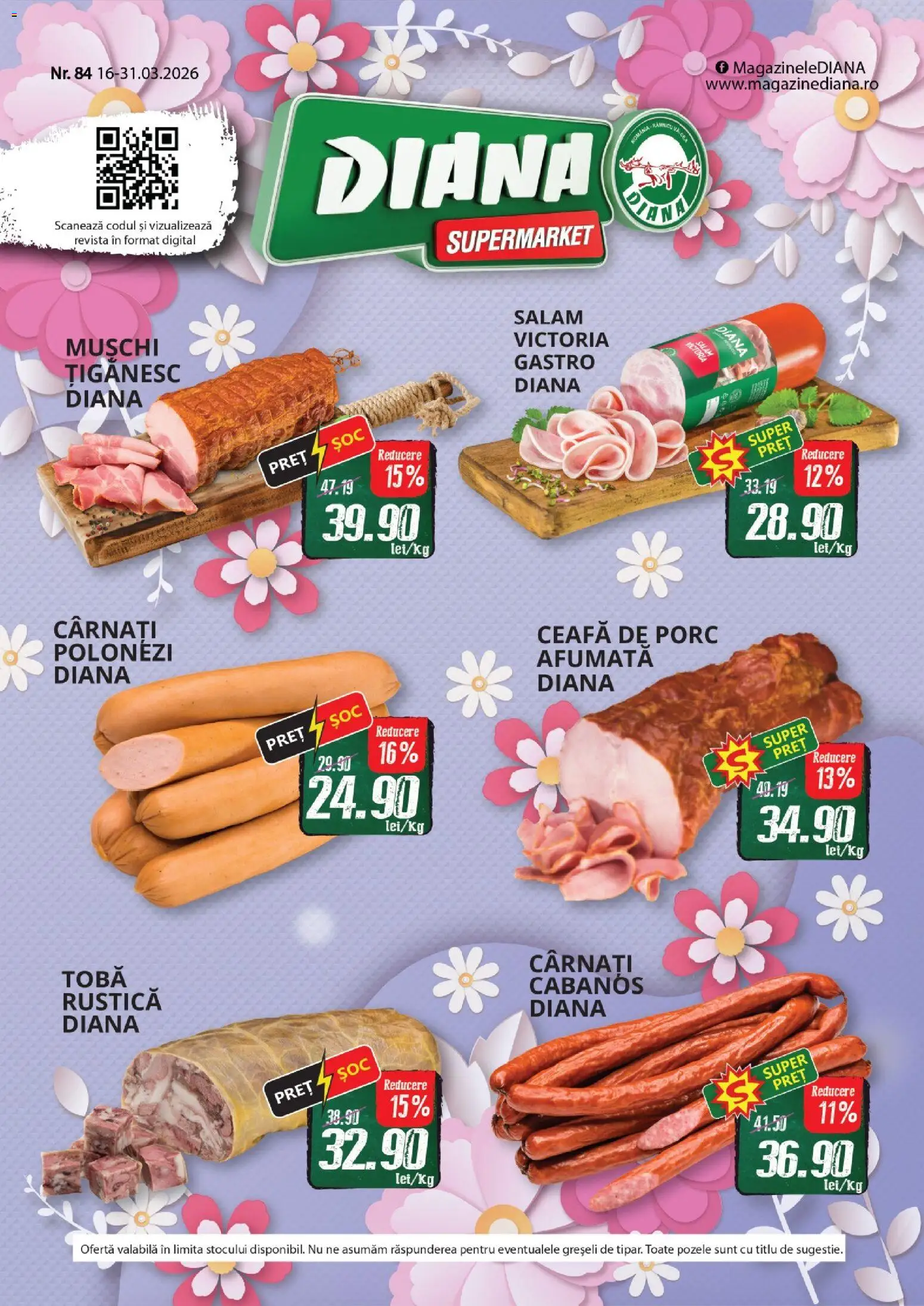 Noul catalog Diana – valabil de la 16.03.2026 | Pagină: 1 | Produse: Keçeli kalem, Salam, Cârnați