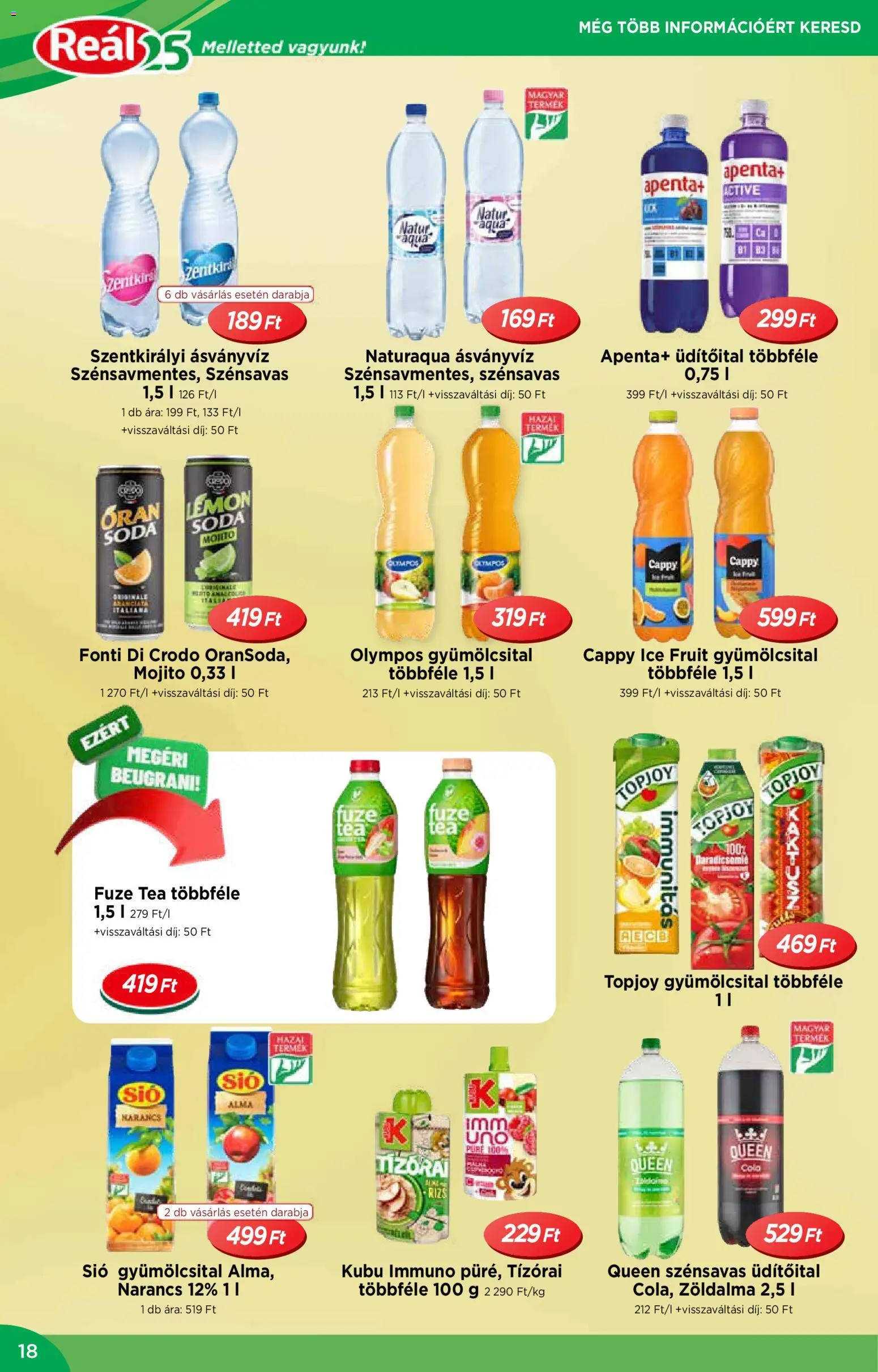 Reál akciós ujság - amely érvényes a következő dátumtól: 04.03.2026 | Oldal: 18 | Termékek: Gyümölcsital, Szentkirályi ásványvíz, Ásványvíz, Alma