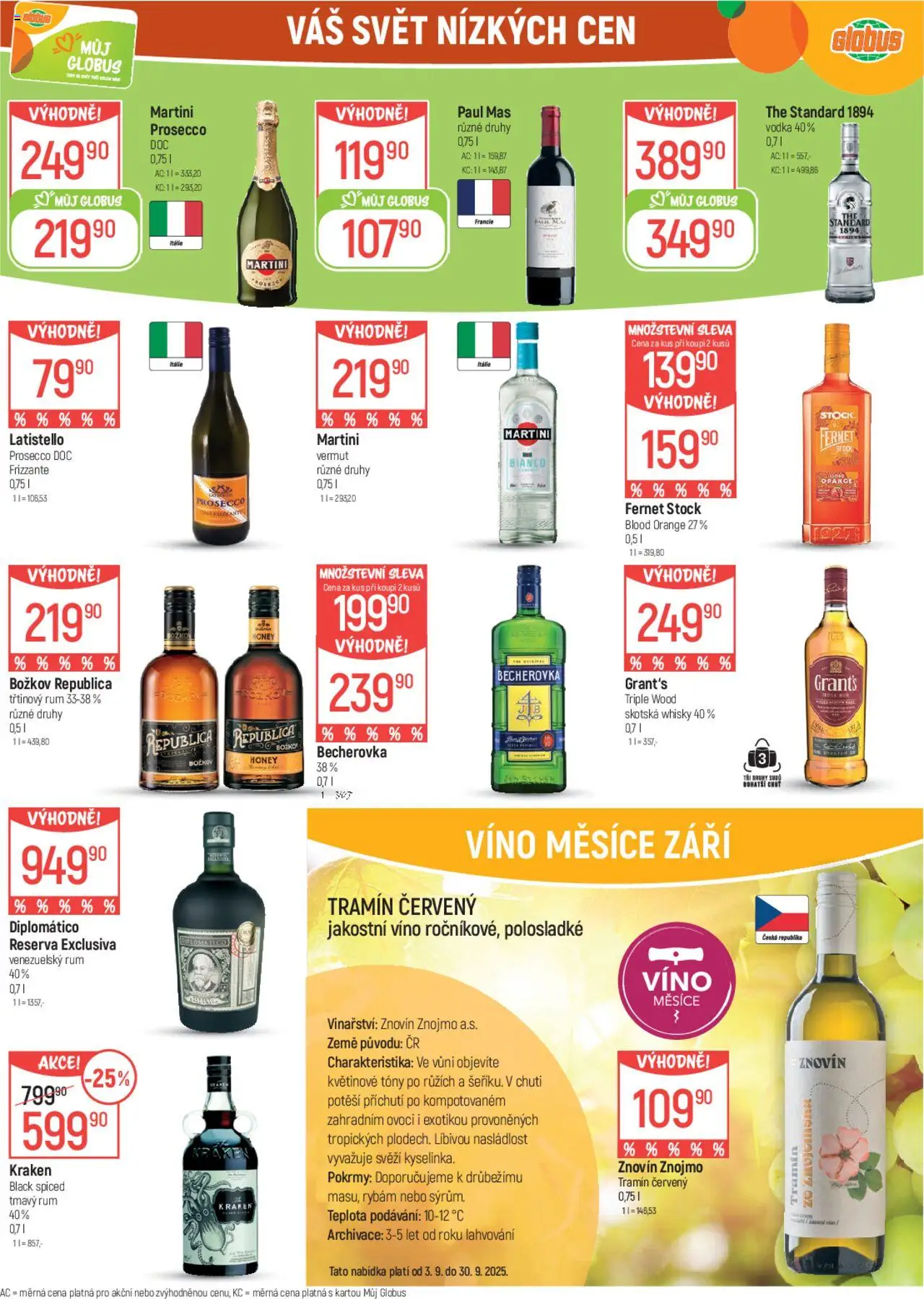 Globus leták od 03.09.2025 | Strana: 22 | Produkty: Martini, Frizzante, Božkov, Becherovka