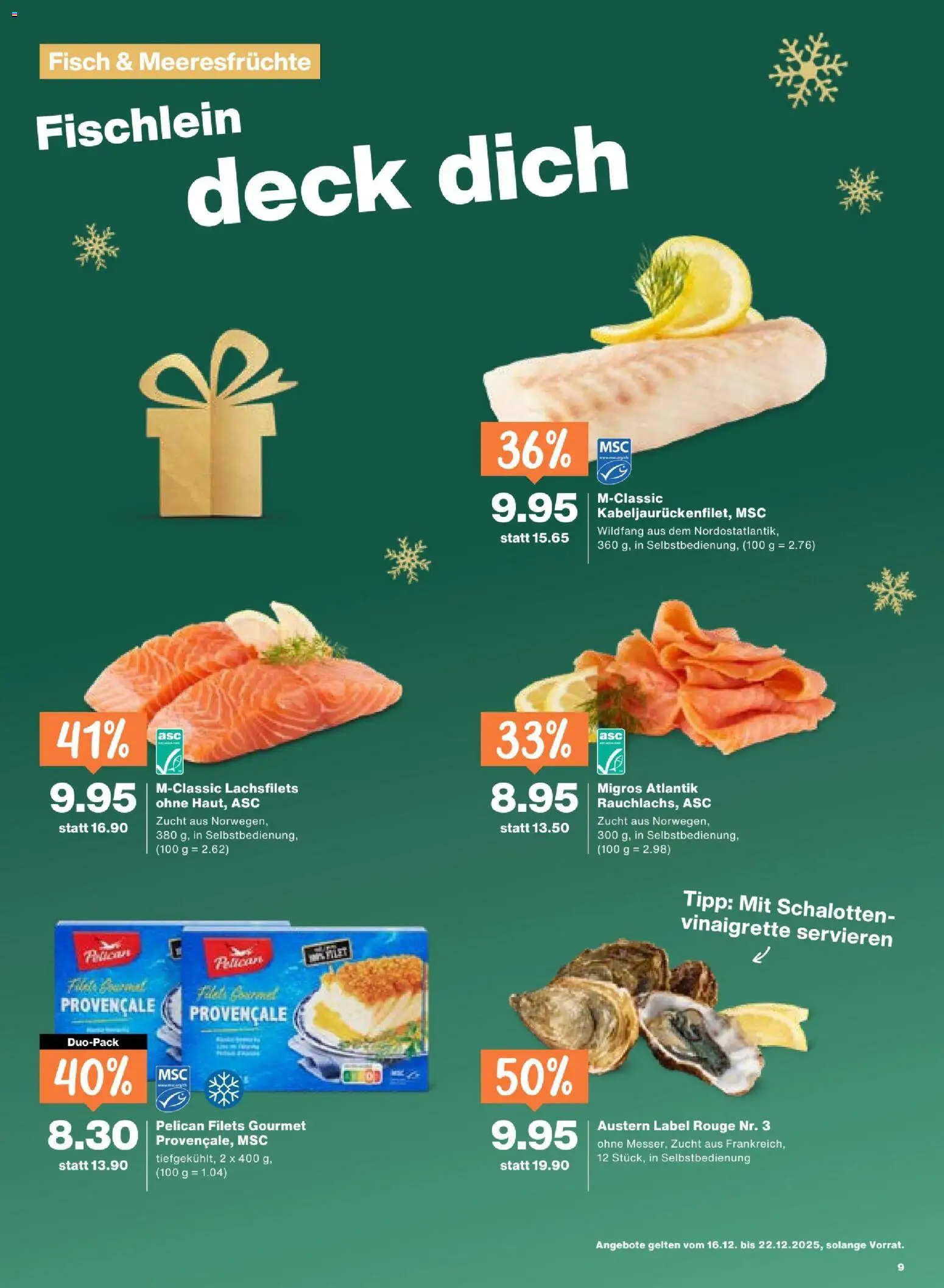 Migros Aktionen – gültig ab 16.12.2025 | Seite: 9 | Produkte: Rouge, Fisch, Meeresfrüchte