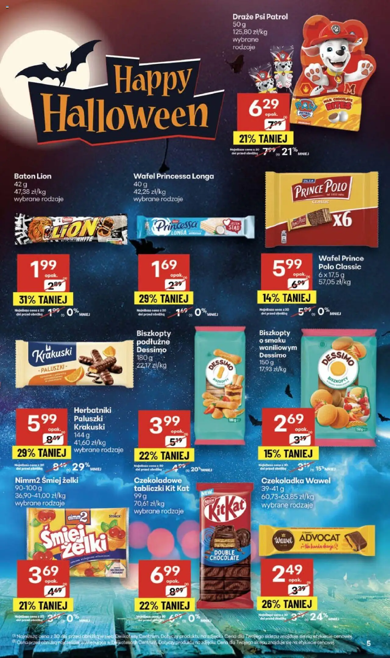 Delikatesy Centrum Gazetka od 23.10.2025 | Strona: 5 | Produkty: Biszkopty podłużne, Delikatesy, Herbatniki, Baton