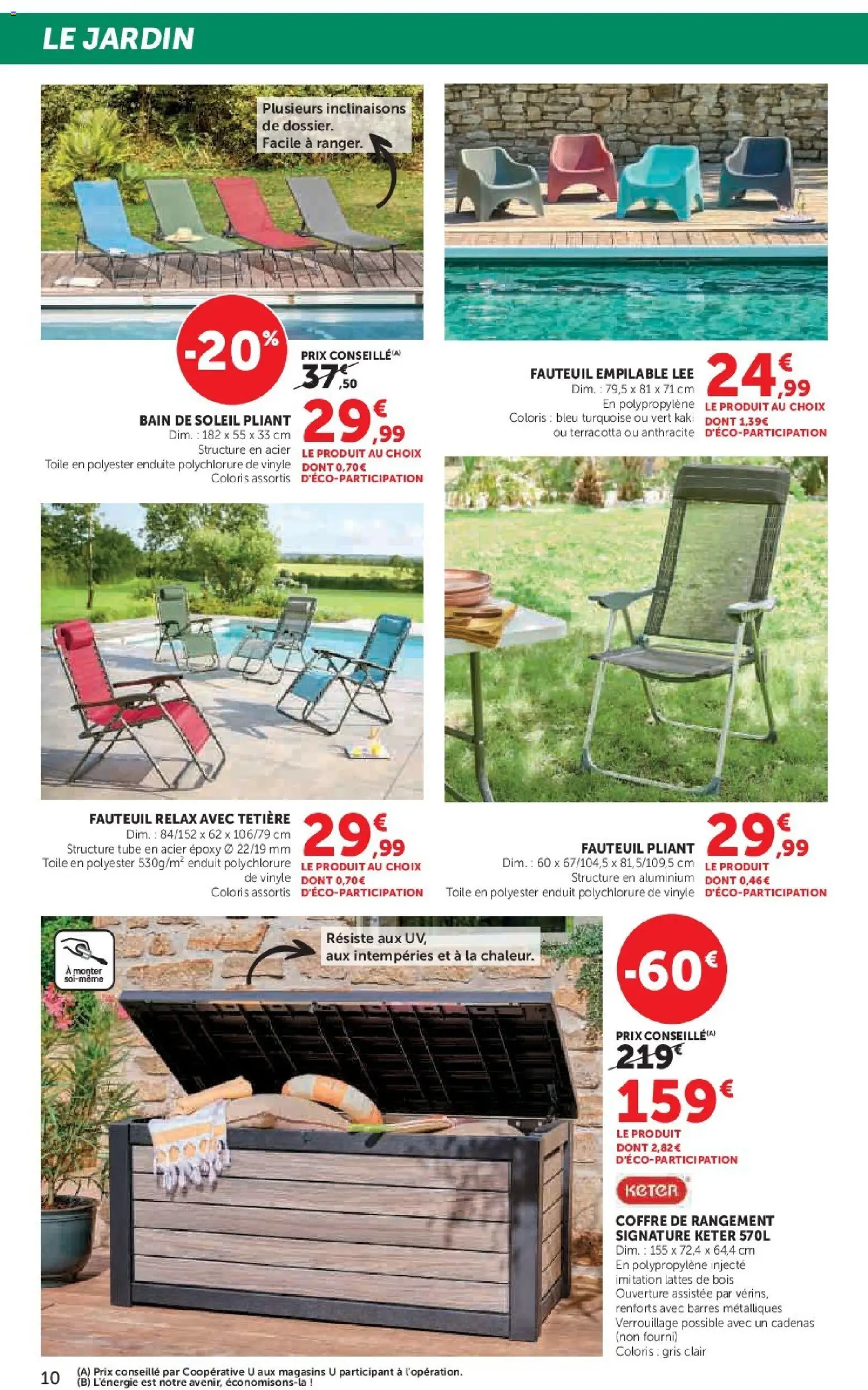 {H1} | Page: 10 | Produits: Bain de soleil, Kaki, Fauteuil, Coffre de rangement