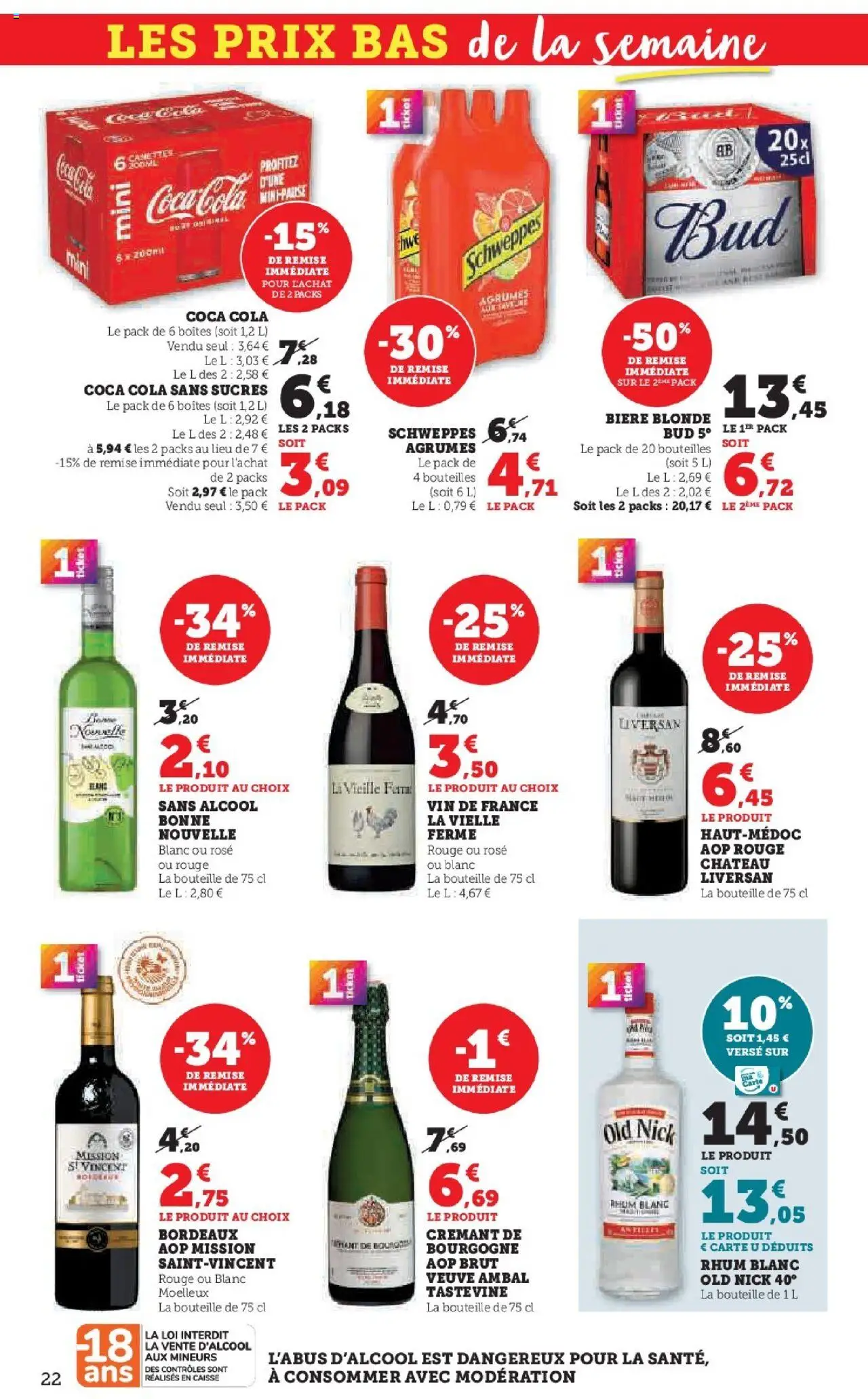 {H1} | Page: 22 | Produits: Alcool, Bière blonde, Rhum, Coca cola