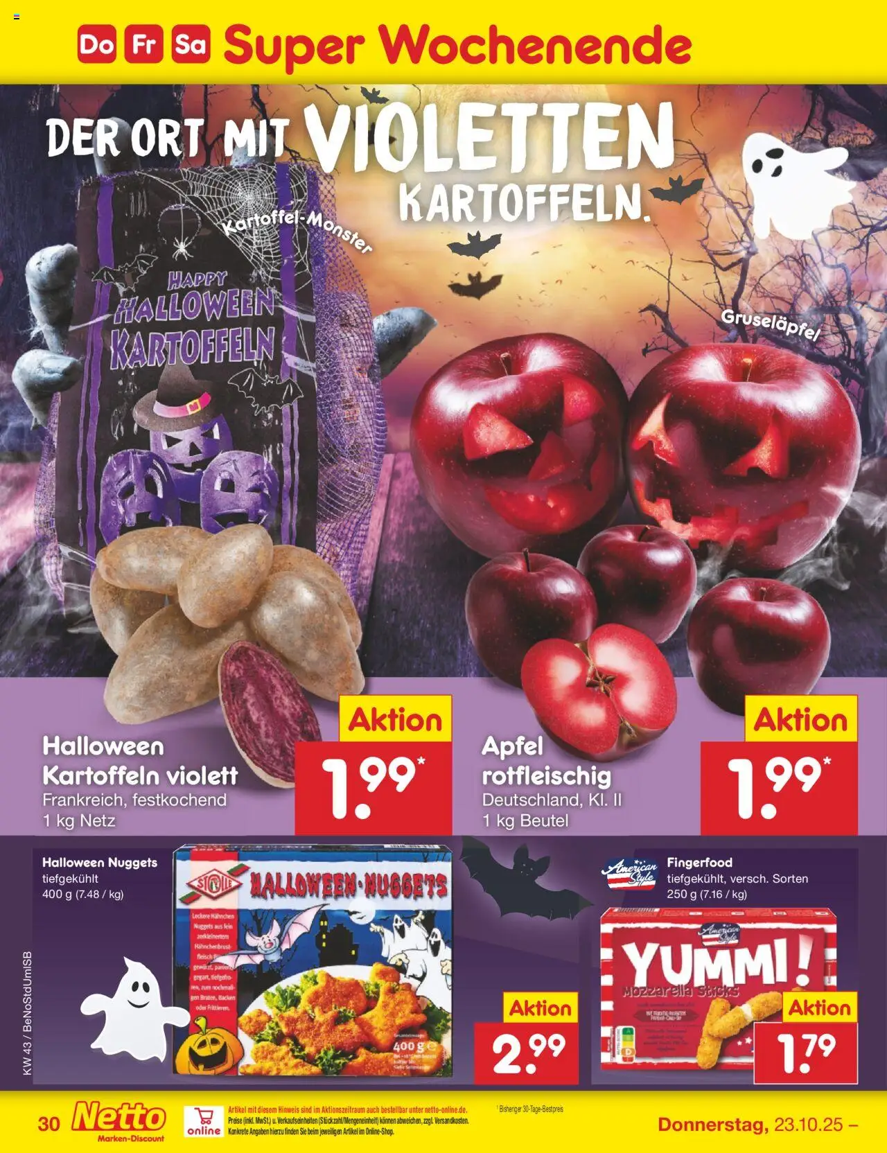 Netto Marken-Discount Prospekt 	 – gültig ab 20.10.2025 | Seite: 44 | Produkte: Hahnchen, Äpfel, Kartoffeln, Fleisch