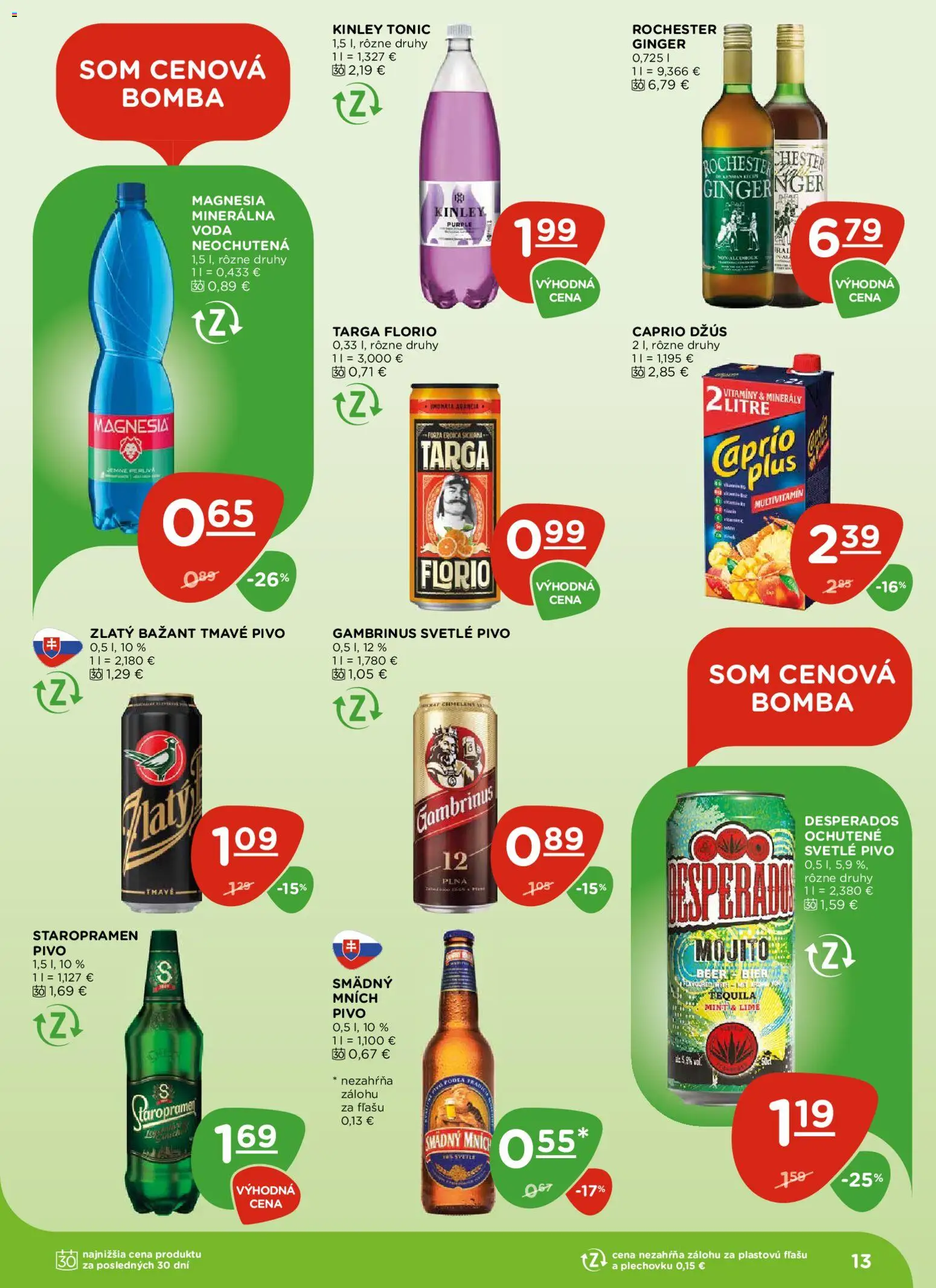 Nové Terno akcie – leták je platný od 04.12.2025 | Strana: 13 | Produkty: Desperados, Zlatý Bažant, Smädný Mních, Magnesia