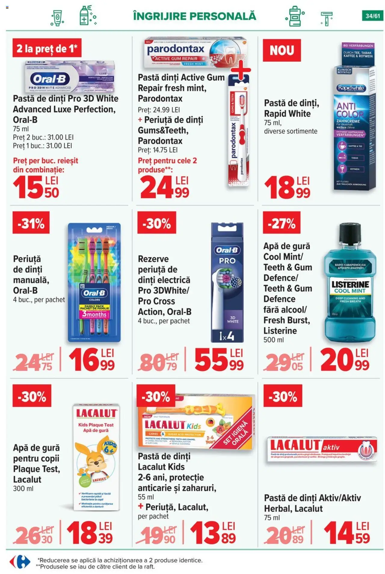 Catalog Carrefour – valabil de la 20.08.2025 | Pagină: 35 | Produse: Pastă de dinți, Periuță de dinți, Apă de gură, Apă