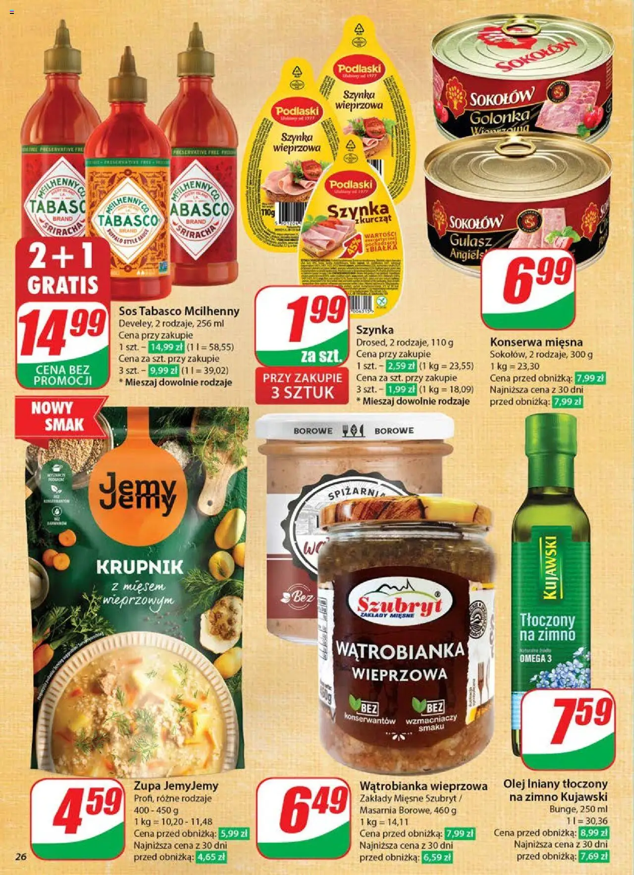 Dino Gazetka od 04.06.2025 | Strona: 26 | Produkty: Szynka, Olej, Sos tabasco, Gulasz