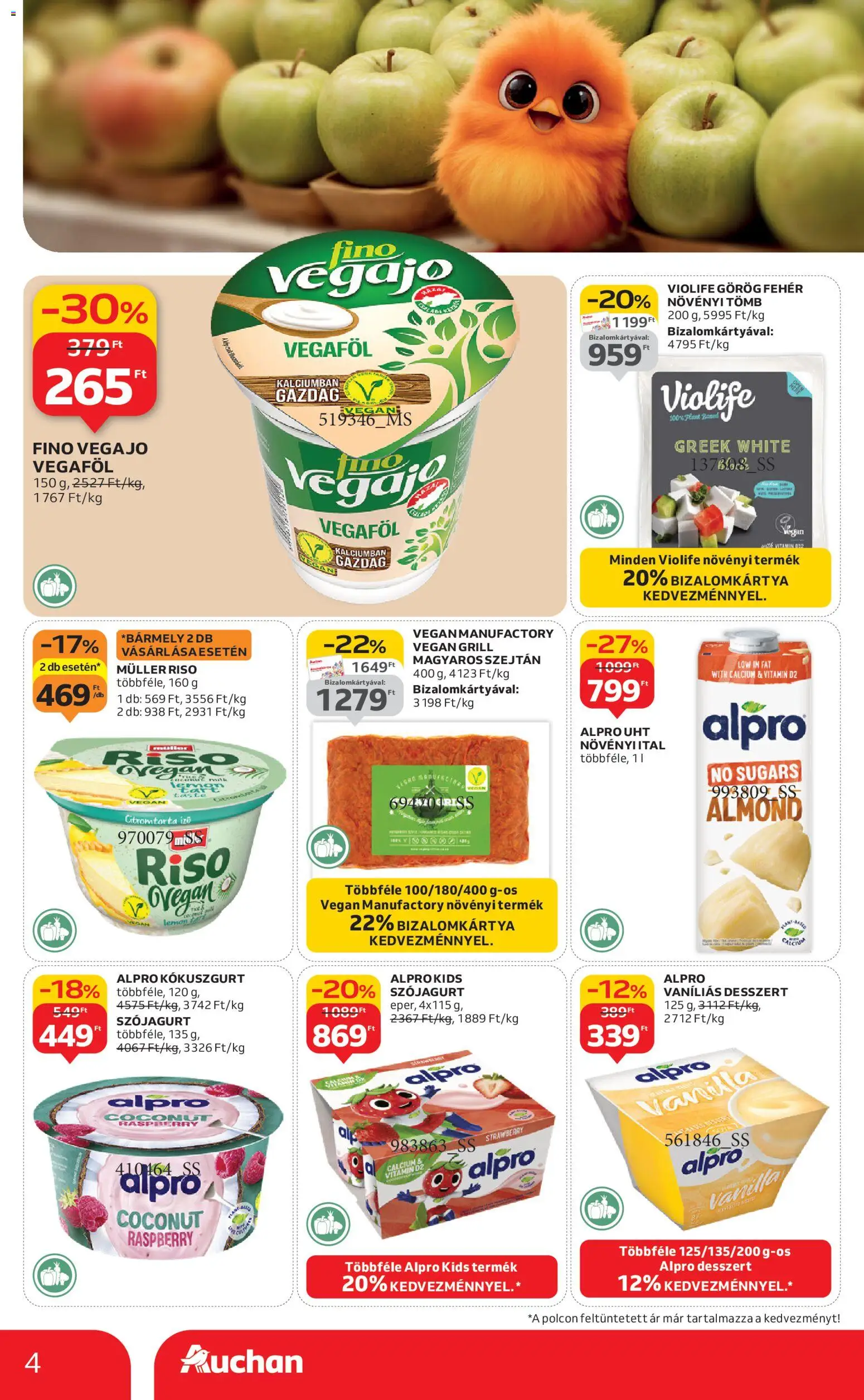 Auchan akciós ujság - amely érvényes a következő dátumtól: 15.01.2026 | Oldal: 4 | Termékek: Alpro, Grill, Vegán