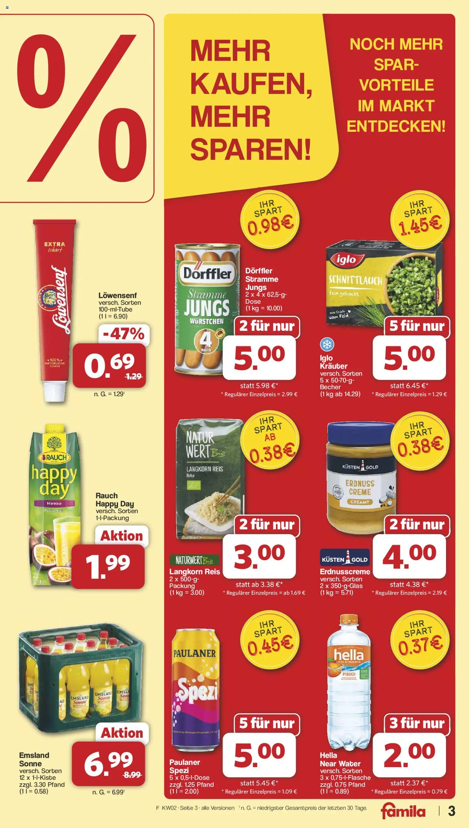 Famila Nordwest Prospekt 	 – gültig ab 05.01.2026 | Seite: 3 | Produkte: Iglo, Creme, Pfirsich, Reis