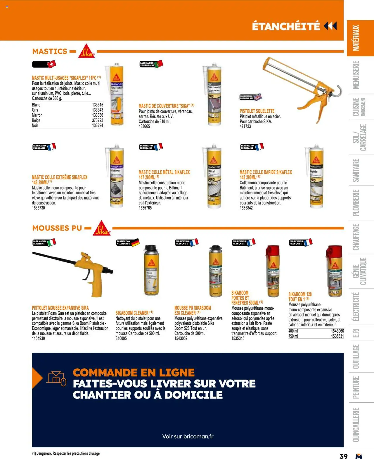  | Page: 39 | Produits: Tuile, Mousse, Mousse expansive, Prise