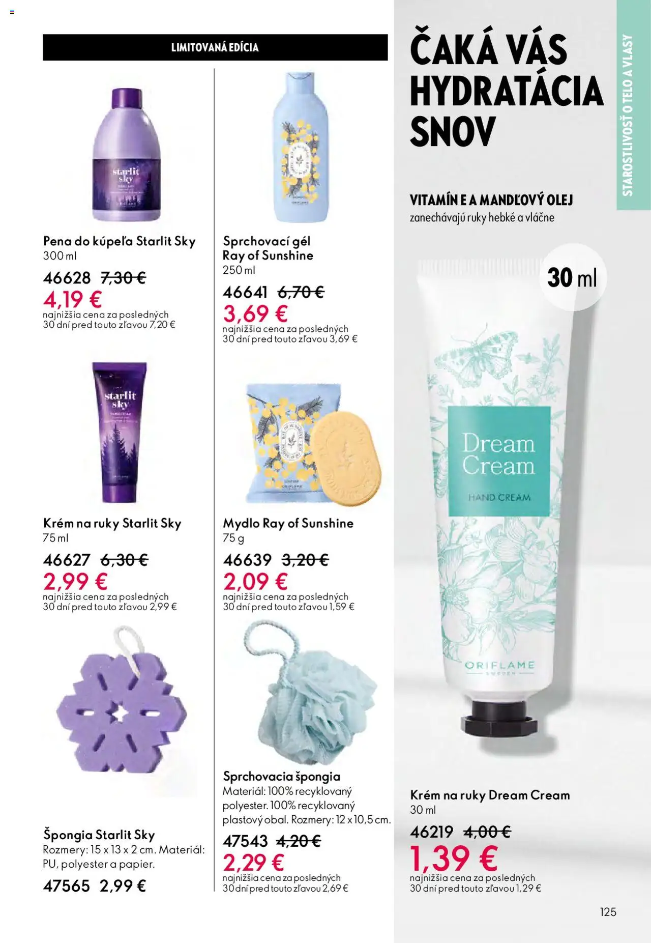 Nové Oriflame akcie – leták je platný od 01.10.2025 | Strana: 125 | Produkty: Mandľový olej, Mydlo, Pena do kúpeľa, Krém