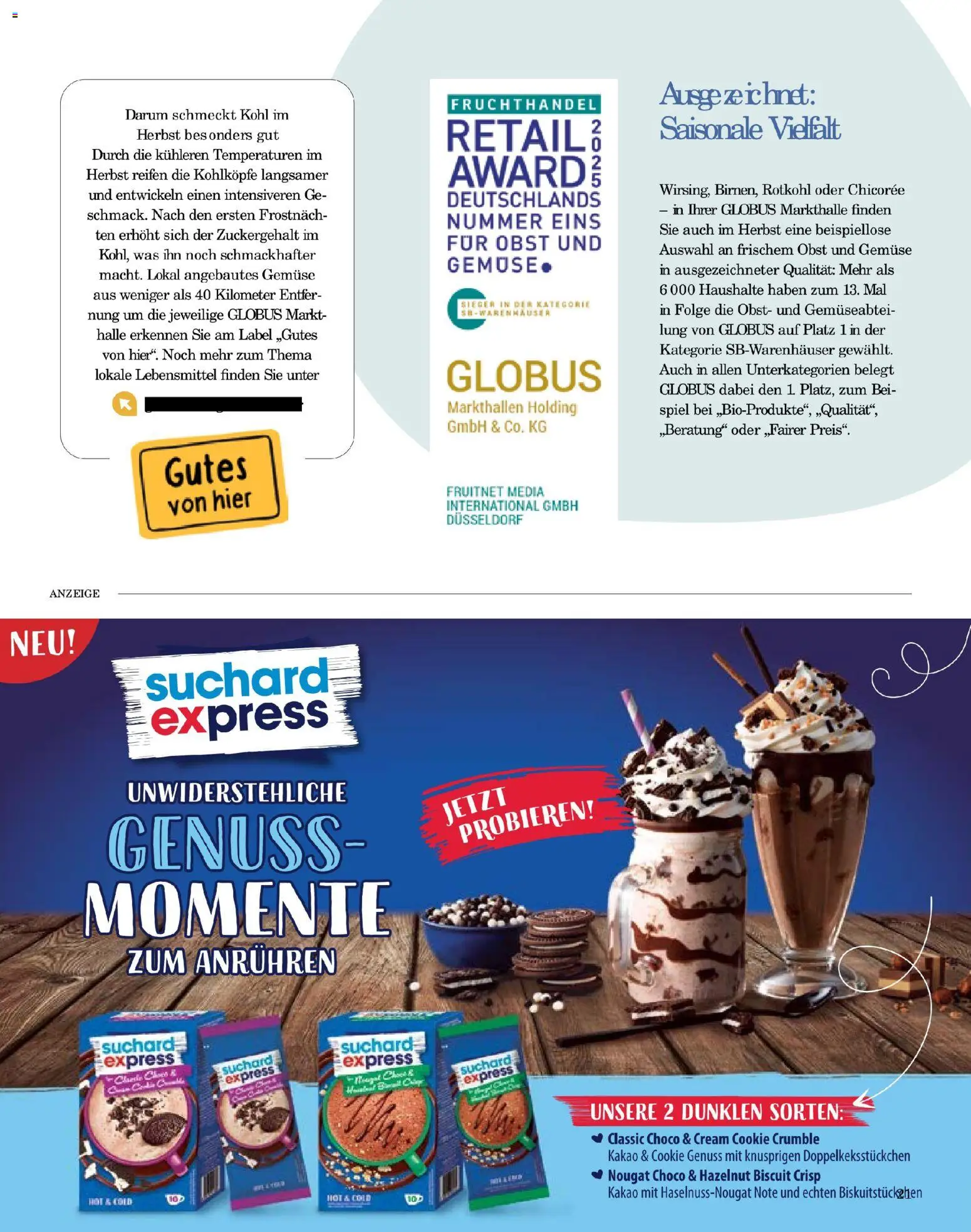 Globus Mio Magazin – gültig ab 01.11.2025 | Seite: 21 | Produkte: Spiel, Rotkohl, Gemüse, Obst