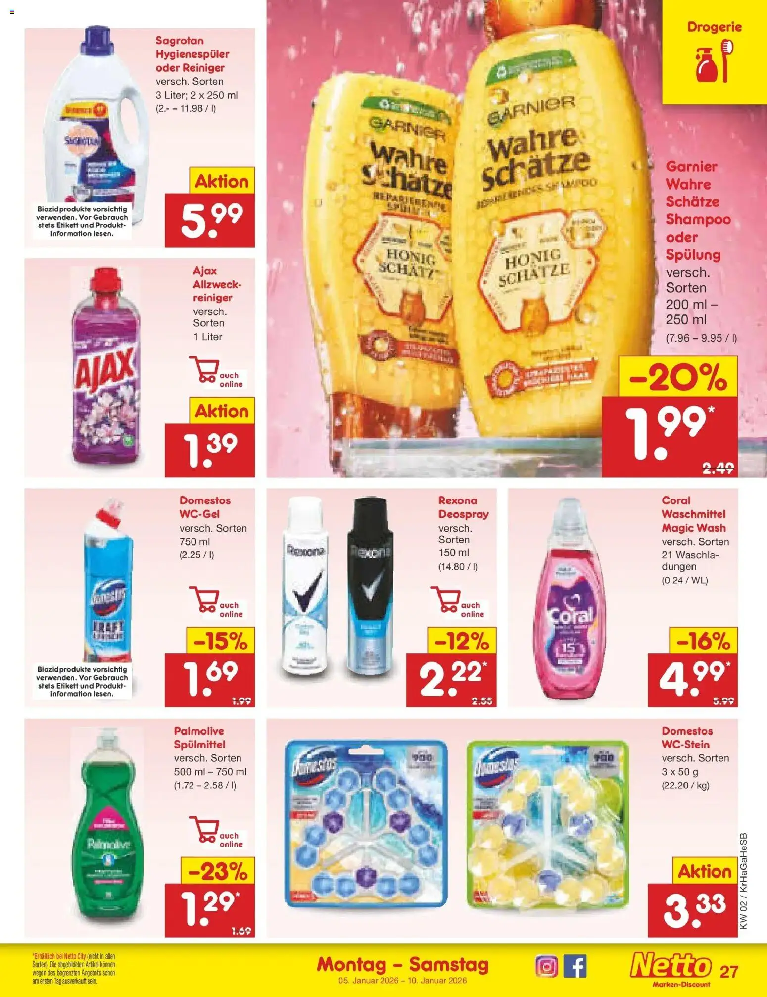 Netto Marken-Discount - Netto: Wochenangebote – gültig ab 04.01.2026 | Seite: 27 | Produkte: Coral, Spülung, Waschmittel, Deospray