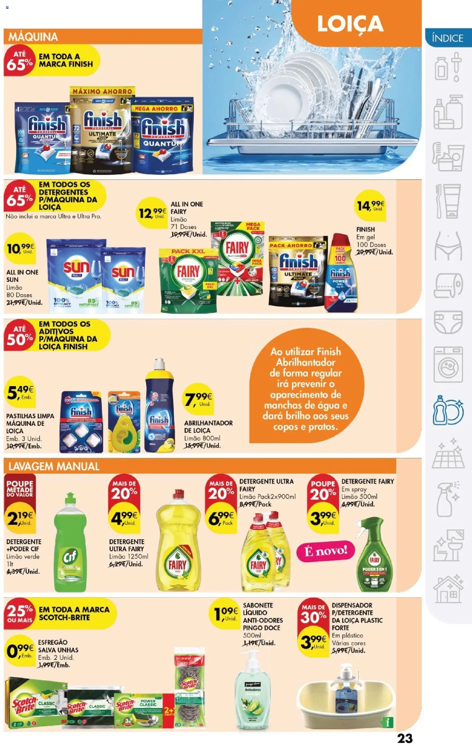 Pingo Doce - Cuidados Pessoais e para o Lar │ válido de 24.02.2026 | Página: 23 | Produtos: Copos, Esfregão, Abrilhantador, Sabonete