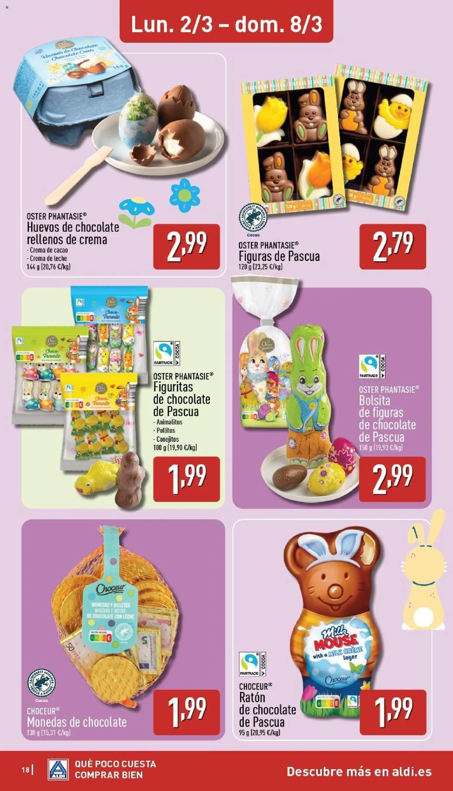 Aldi folleto Canarias │ válido desde el 02.03.2026 | Página: 18 | Productos: Huevos, Chocolate, Crema de cacao, Φρυγανιές σικάλεως