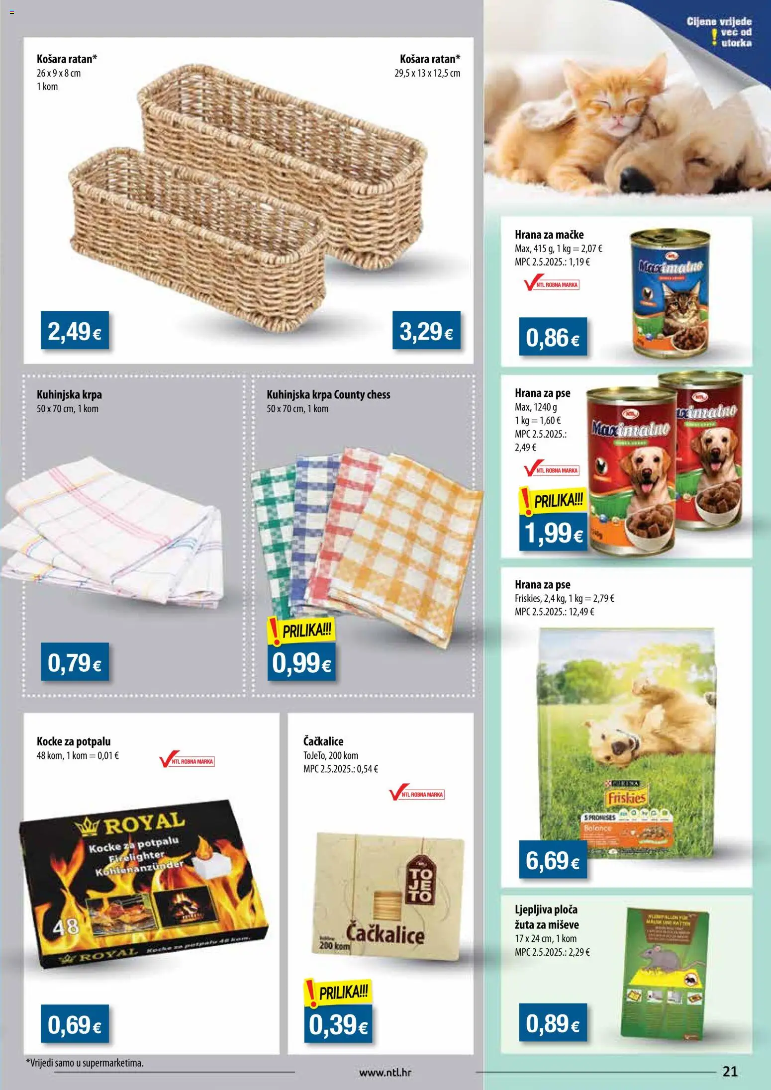 NTL katalog | vrijedi od 29.10.2025 | Stranica: 21 | Proizvodi: Kocke za potpalu, Krpa, Hrana za pse, Hrana za mačke
